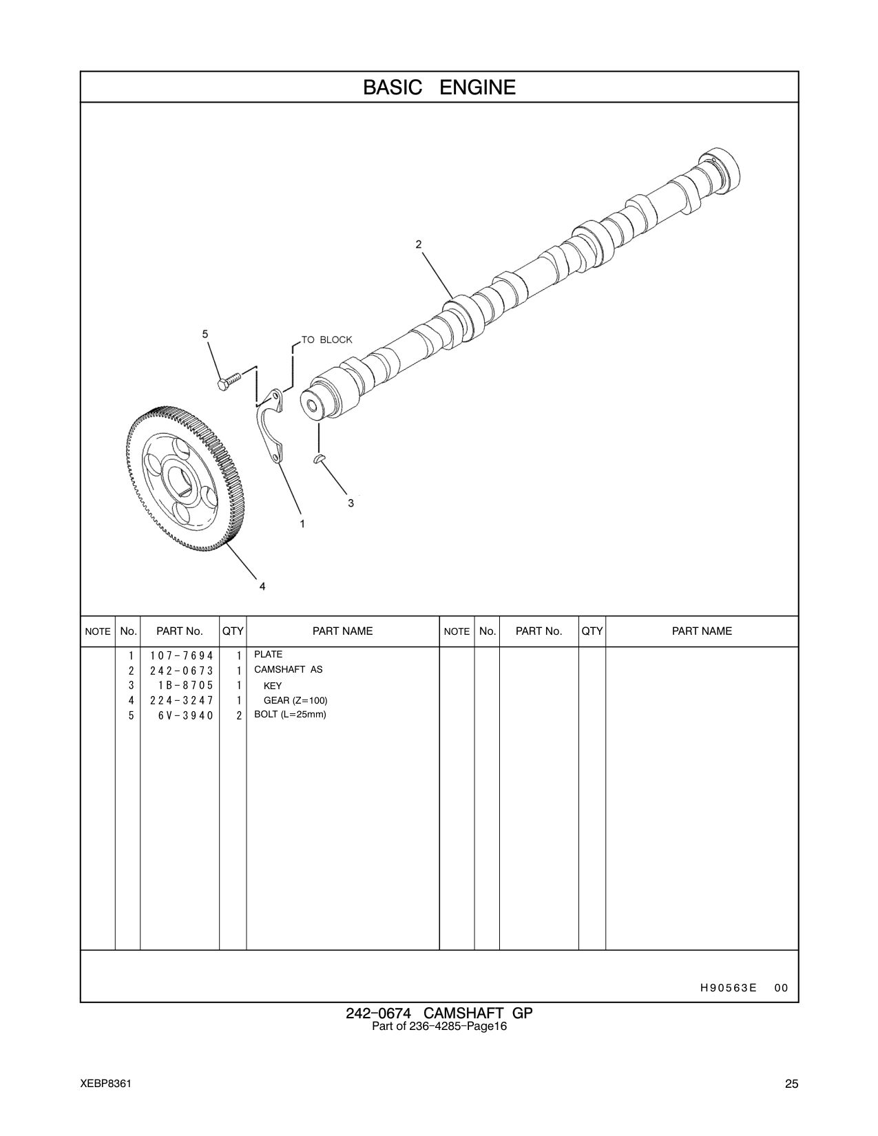 242-0673 CAMSHAFT AS CAT parts manual diagram