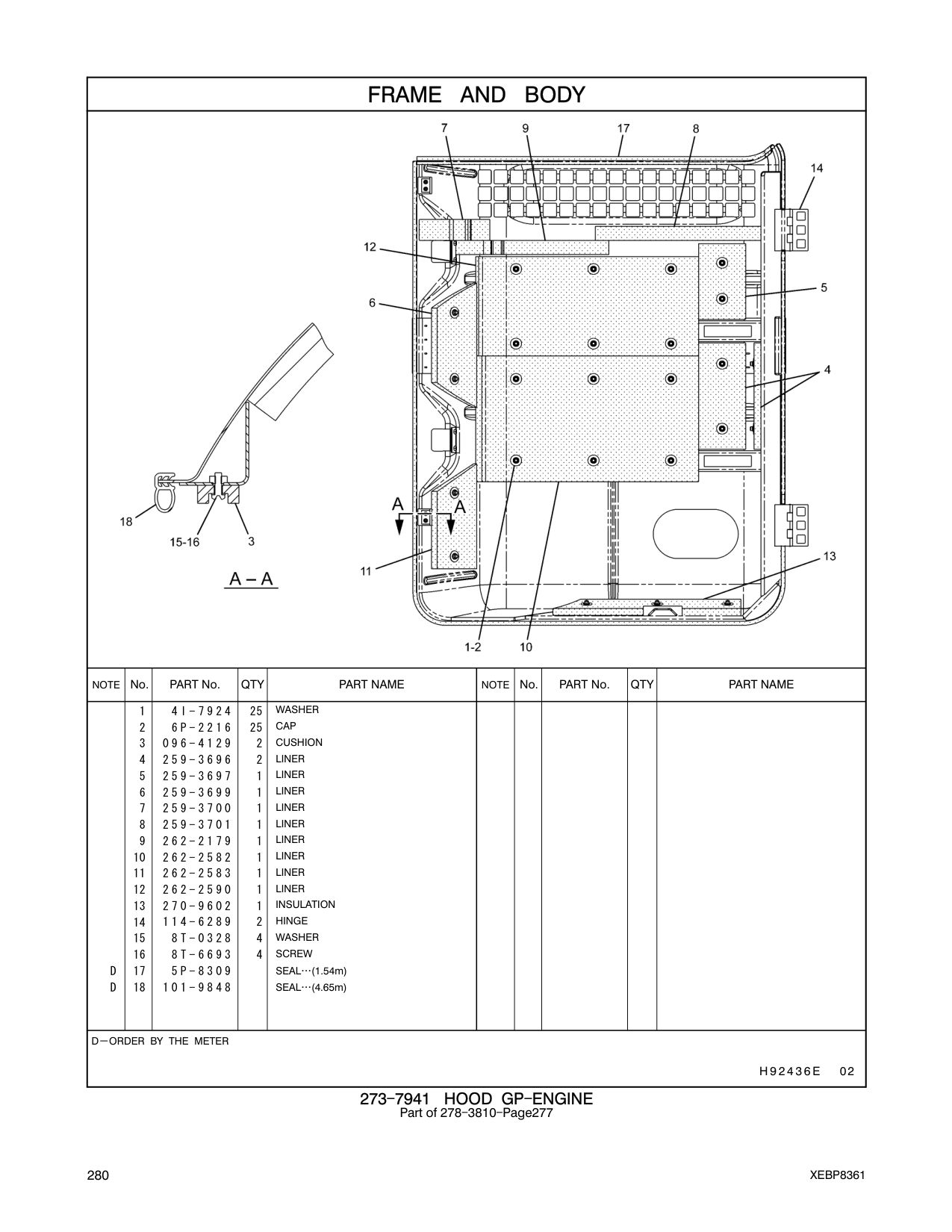 259-3696 LINER CAT parts manual diagram