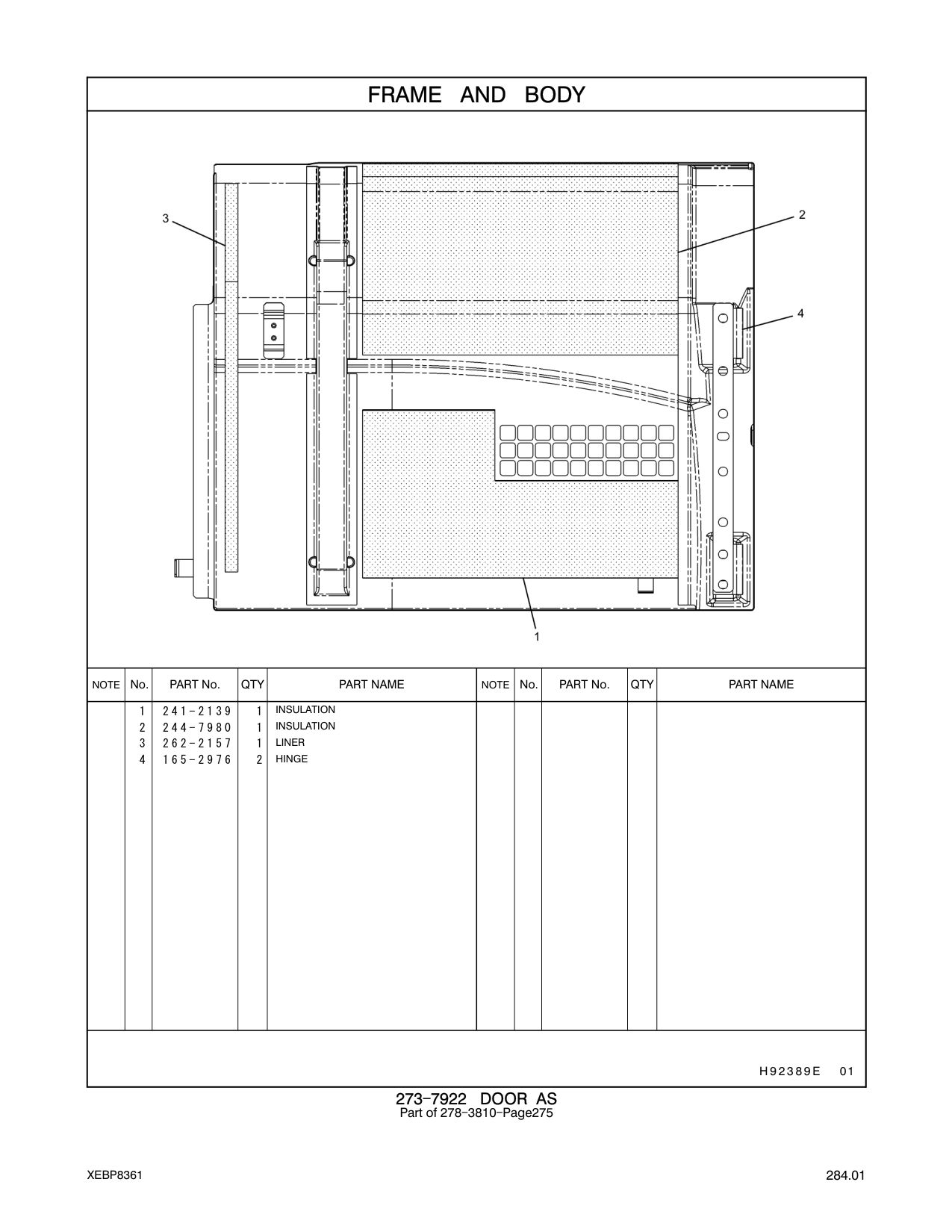 262-2157 LINER CAT parts manual diagram