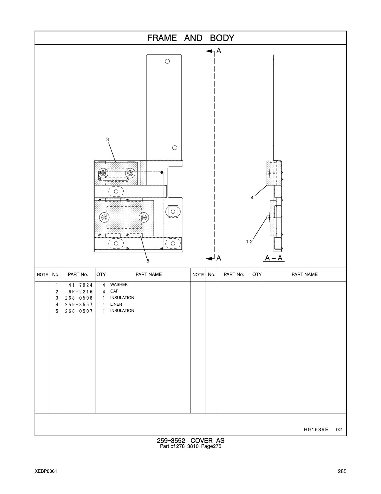 259-3557 LINER CAT parts manual diagram
