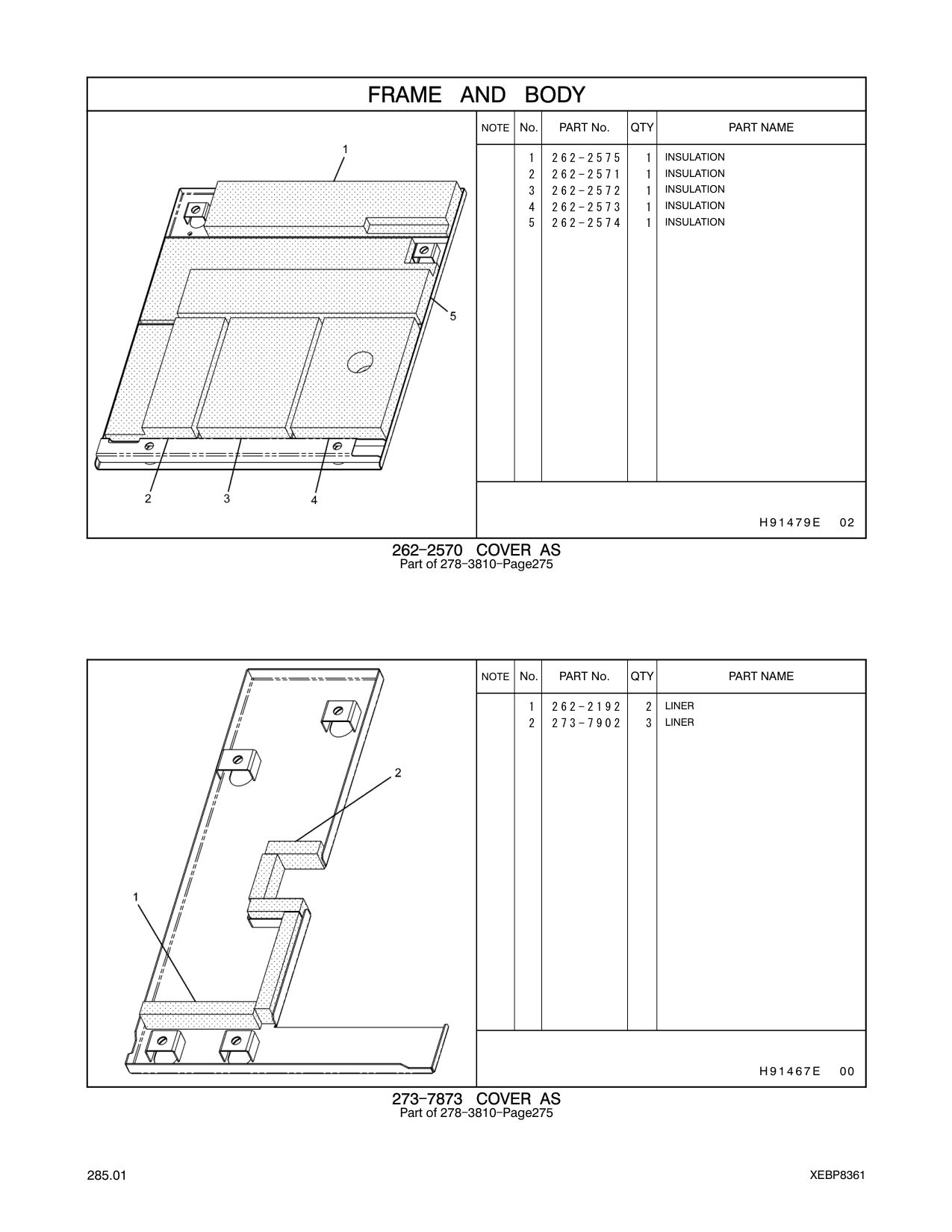 262-2192 LINER CAT parts manual diagram