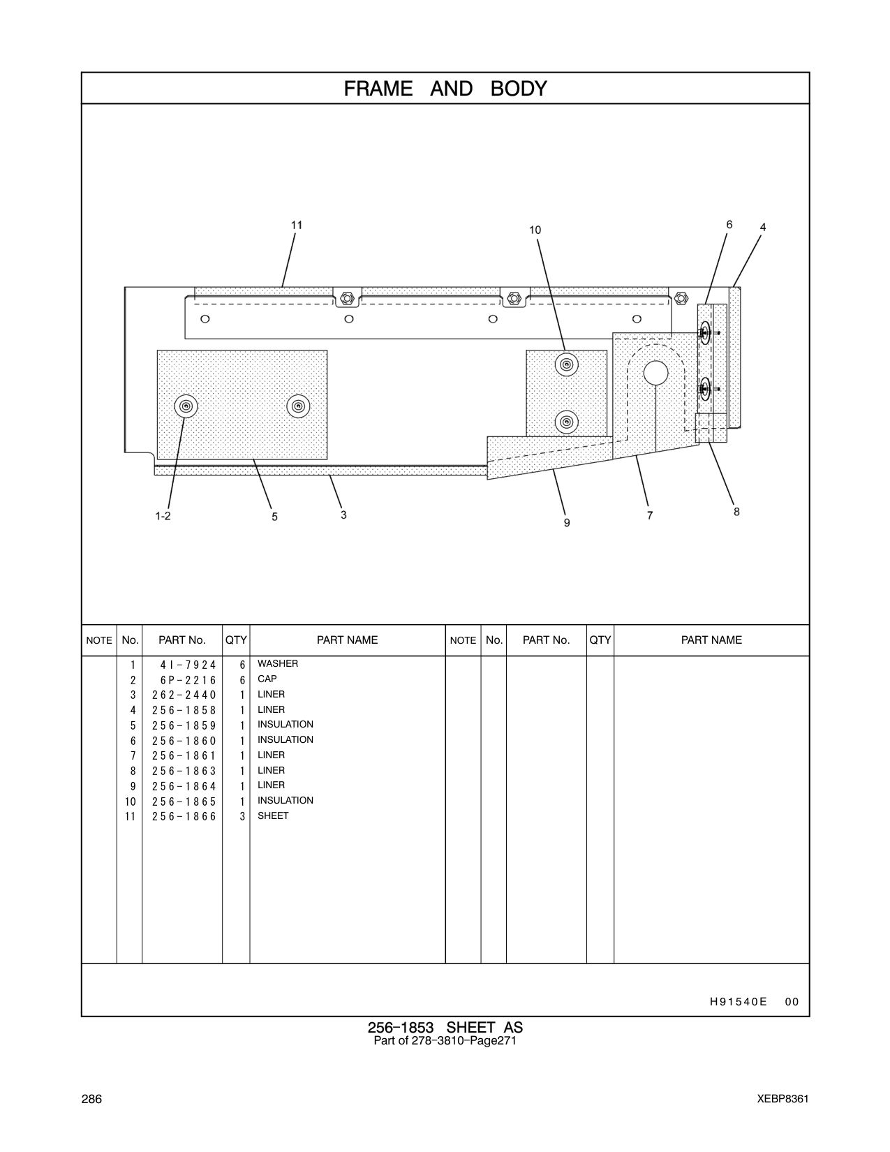 262-2440 LINER CAT parts manual diagram