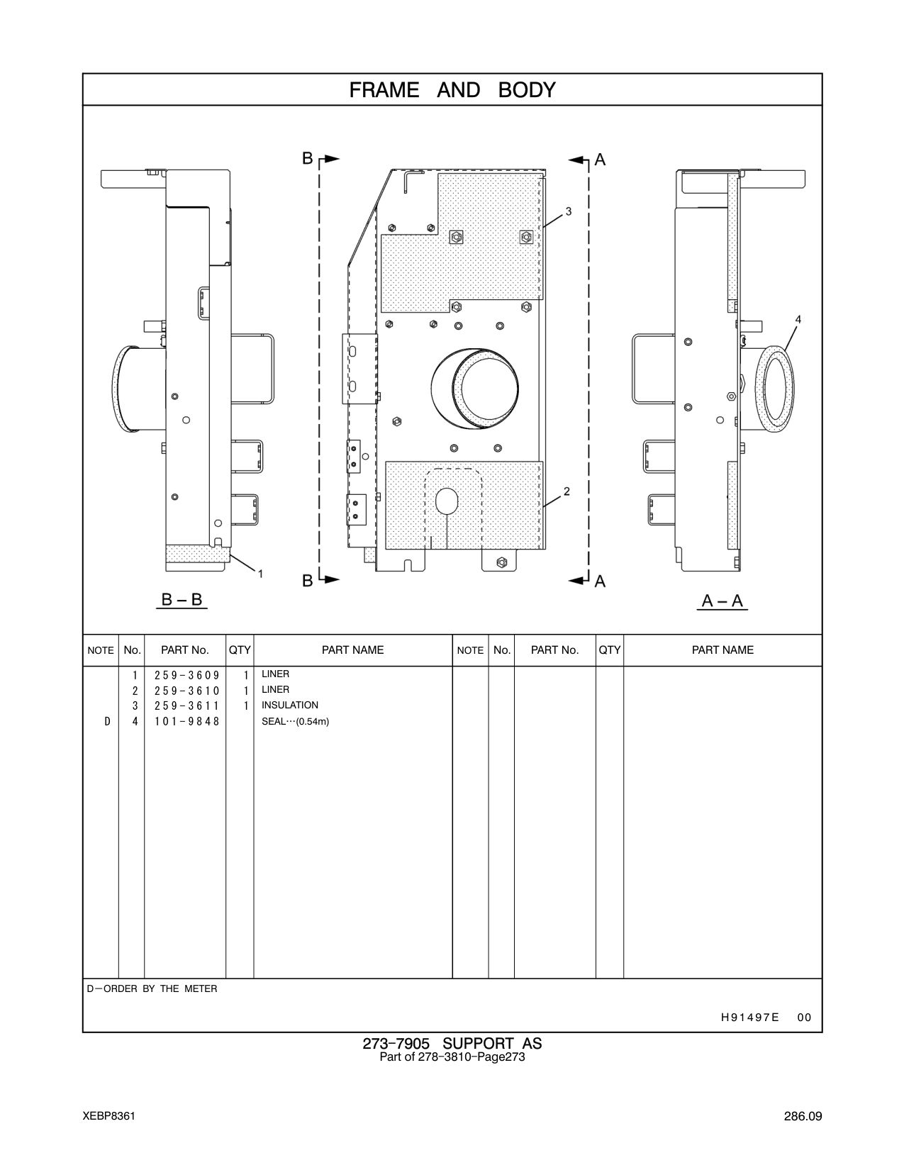 259-3609 LINER CAT parts manual diagram