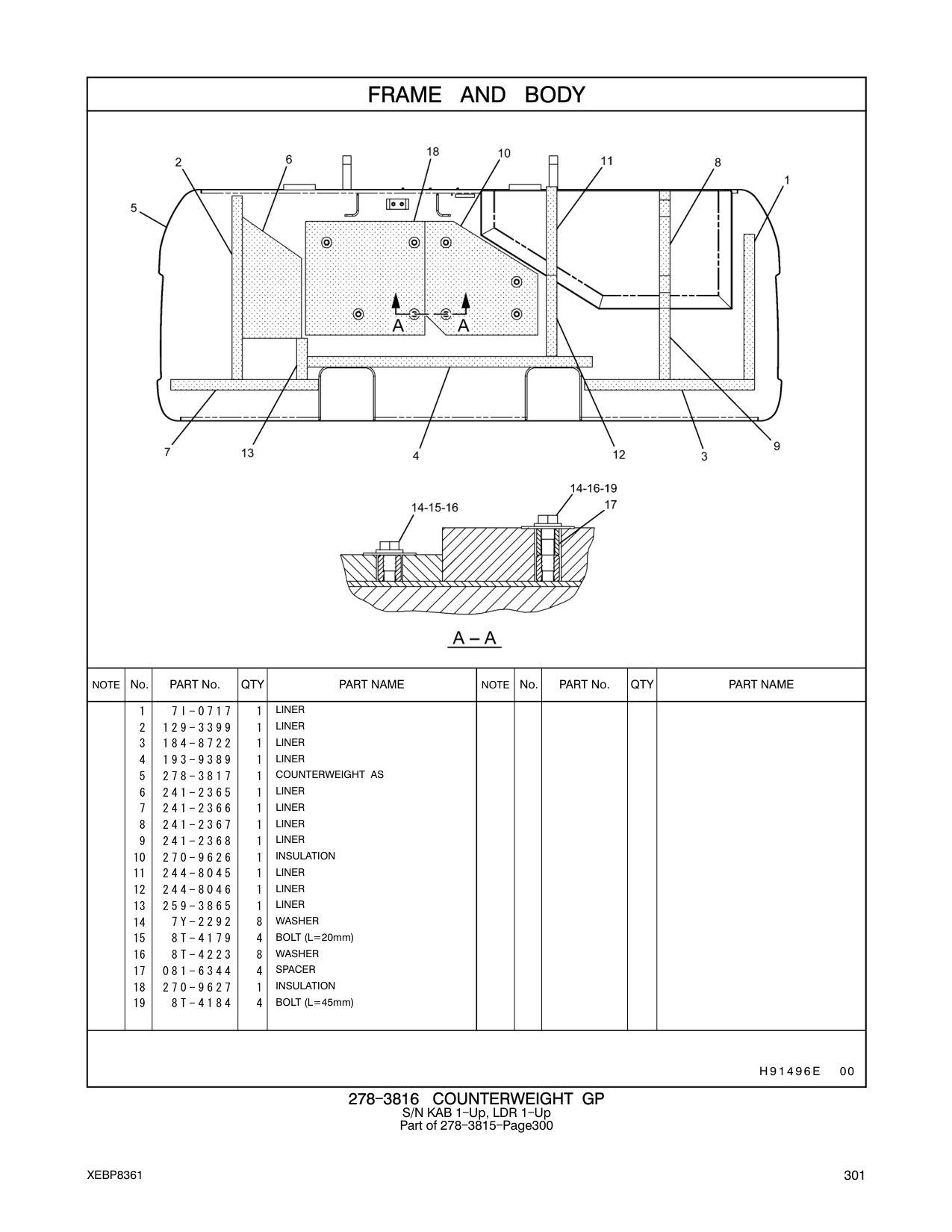 244-8045 LINER CAT parts manual diagram