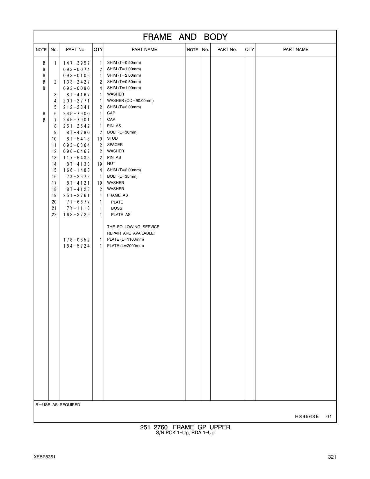 251-2761 FRAME AS CAT parts manual diagram