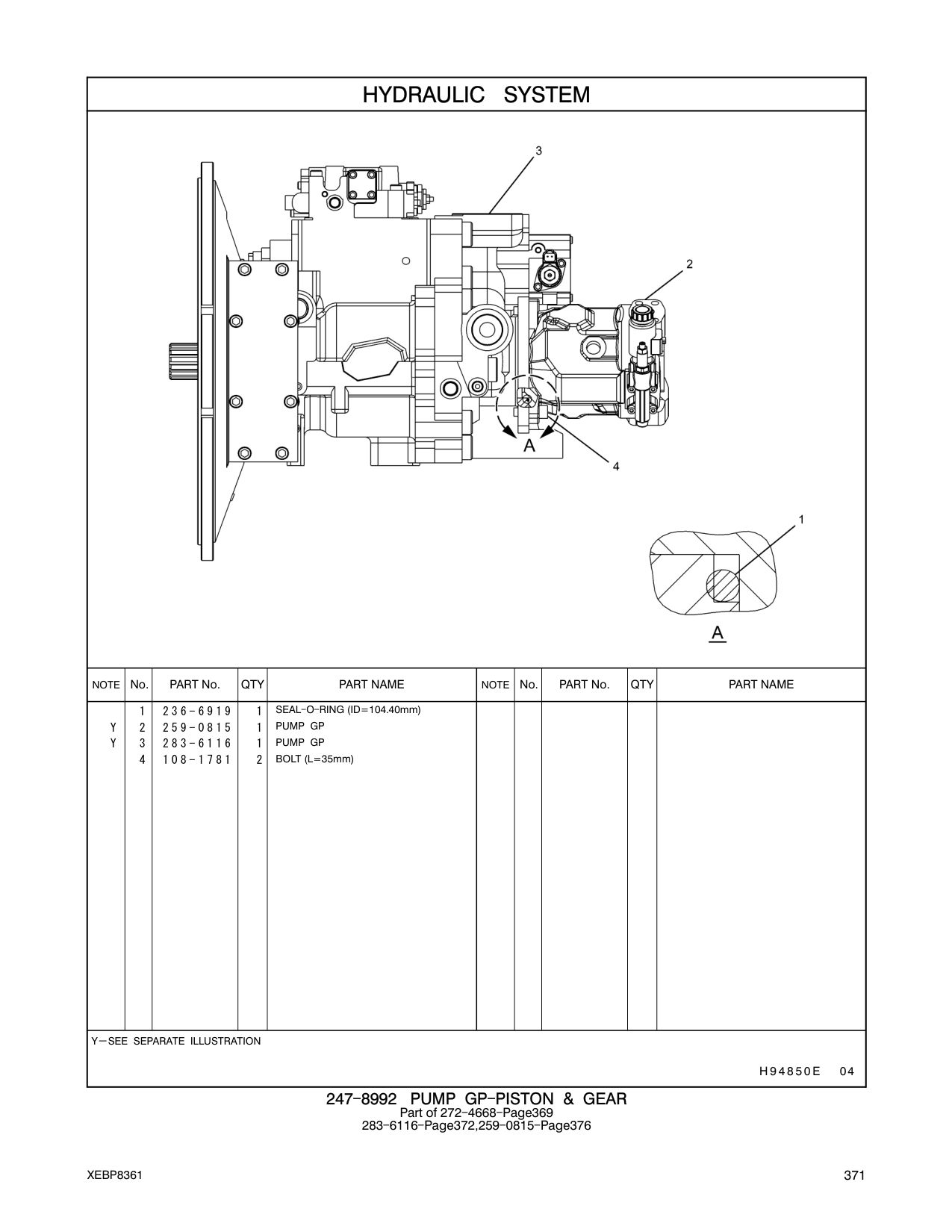 283-6116 PUMP GP CAT parts manual diagram