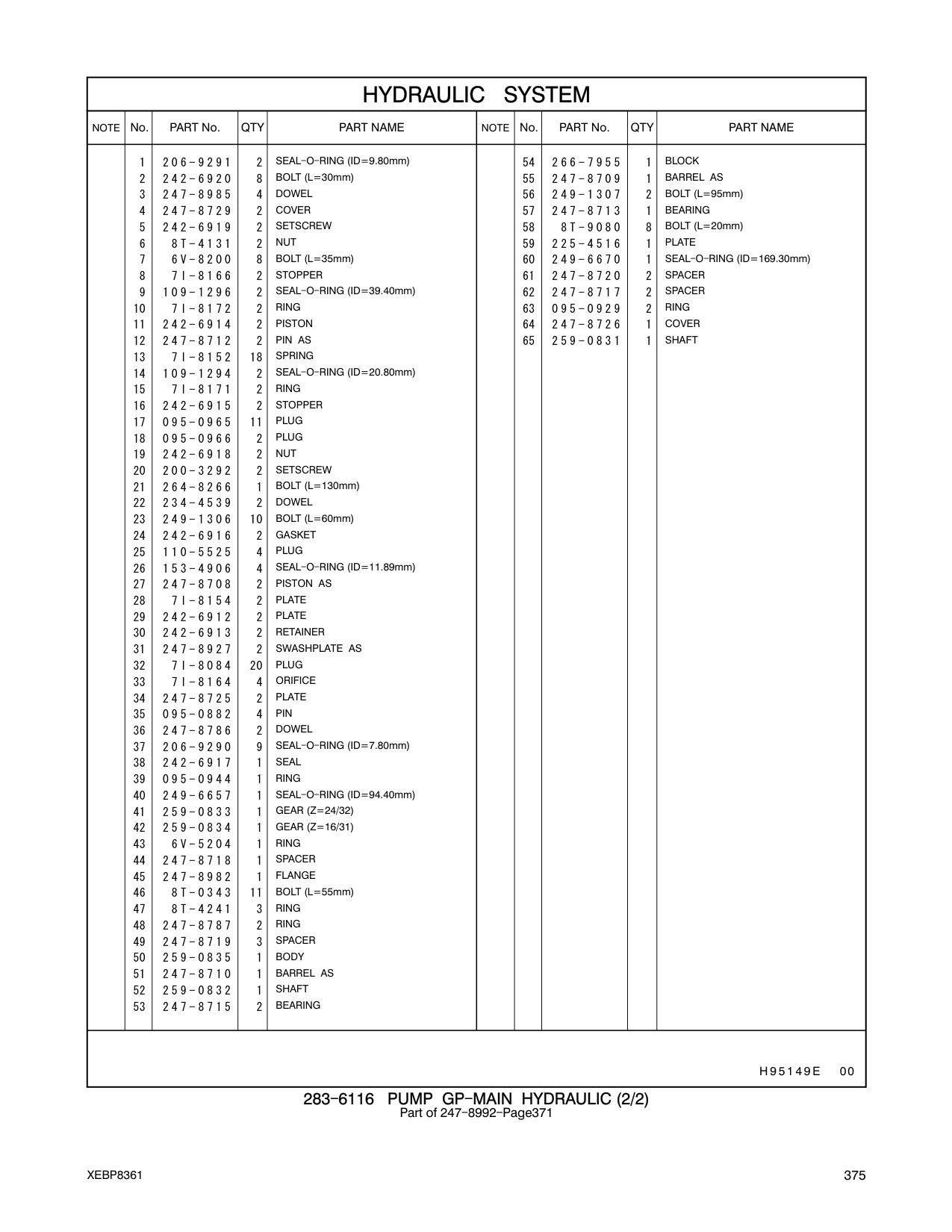 242-6916 GASKET CAT parts manual diagram