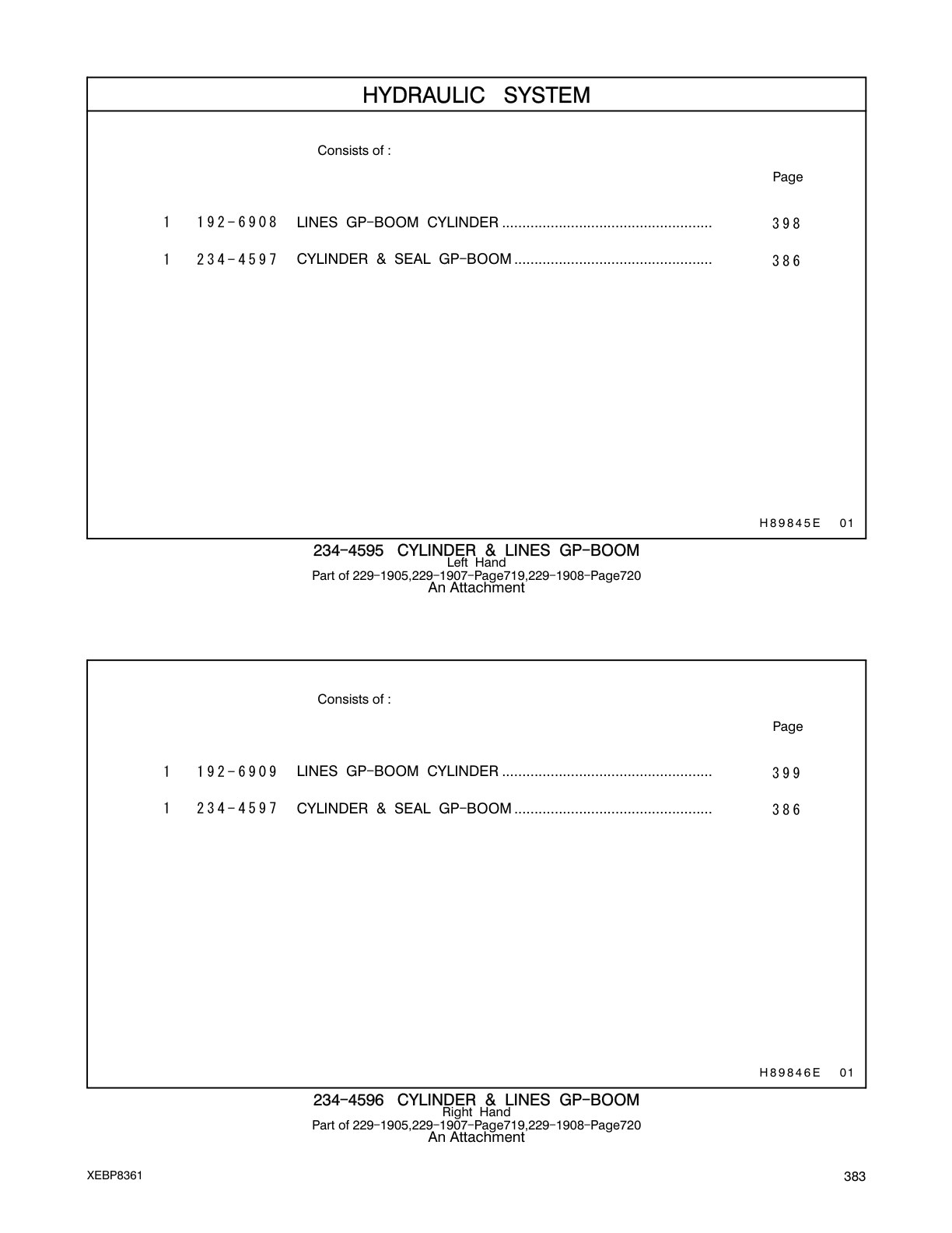 234-4597 CYLINDER & SEAL GP-BOOM CAT parts manual diagram