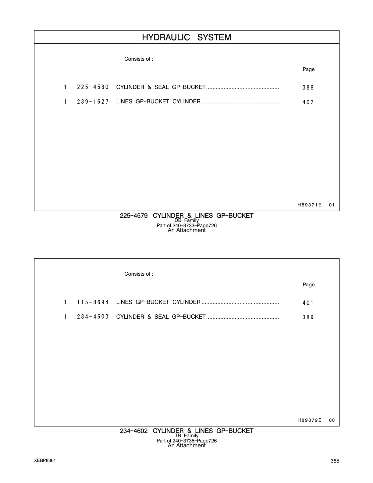 234-4603 CYLINDER & SEAL GP-BUCKET CAT parts manual diagram