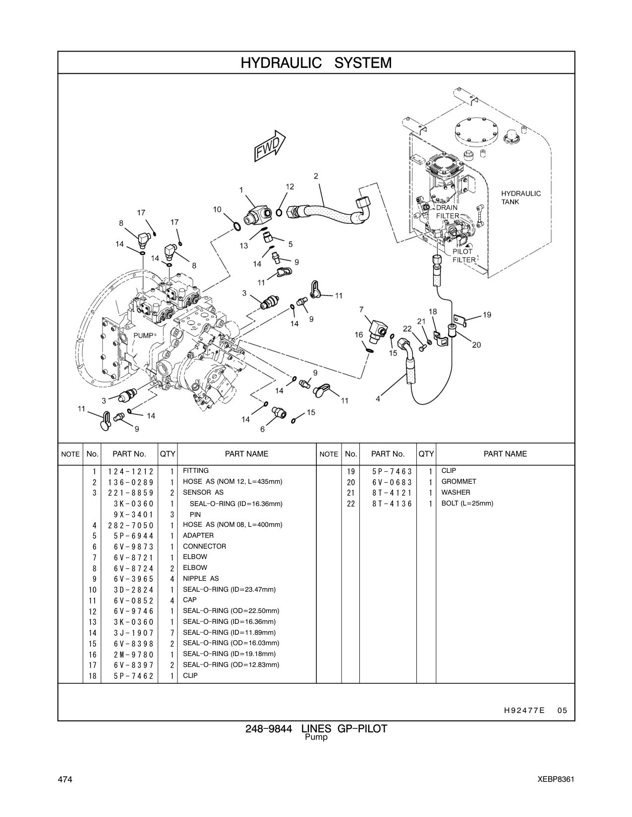 136-0289 HOSE AS (NOM 12, L=435mm) 20 6V-0683 1 GROMMET CAT parts manual diagram