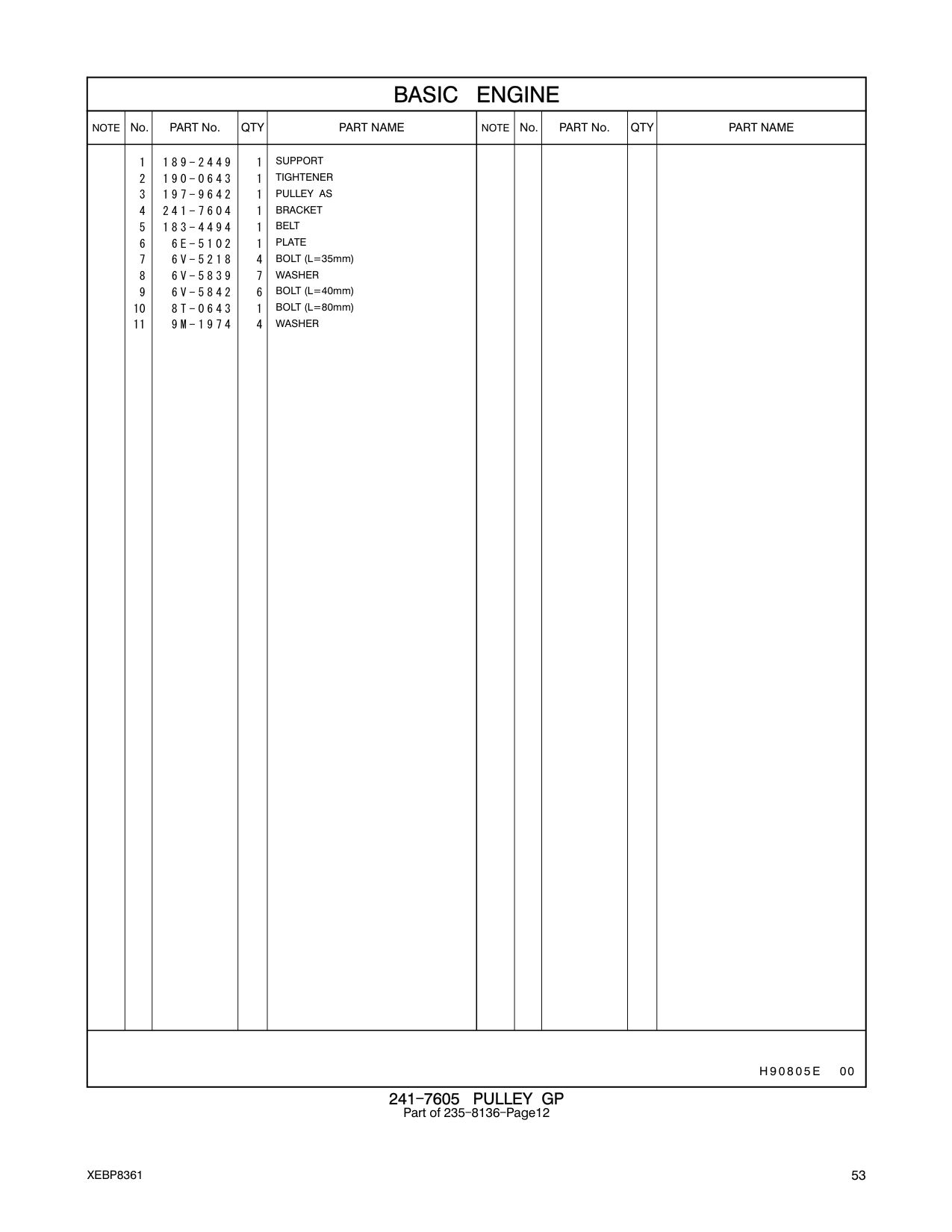 197-9642 PULLEY AS-IDLER (8-GROOVE) CAT parts manual diagram