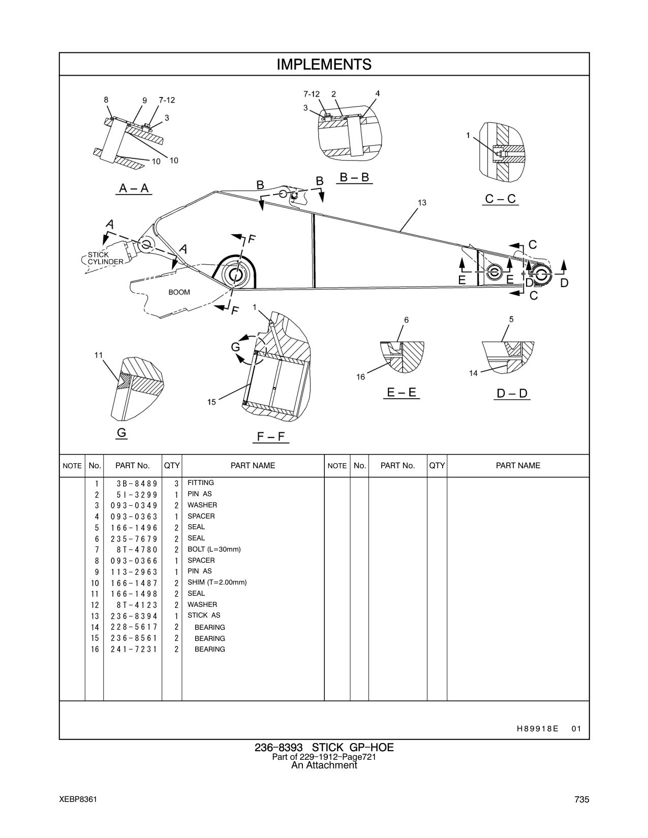 236-8394 STICK AS CAT parts manual diagram