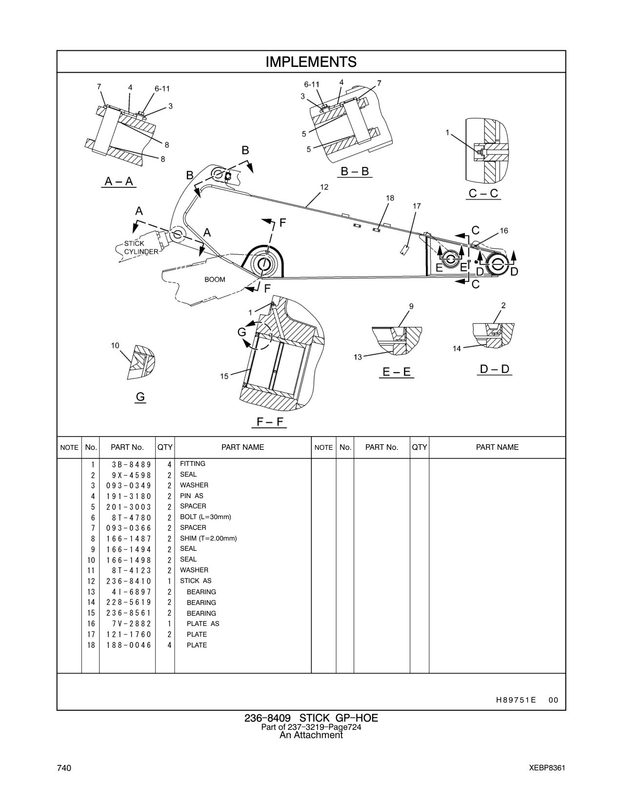236-8410 STICK AS CAT parts manual diagram