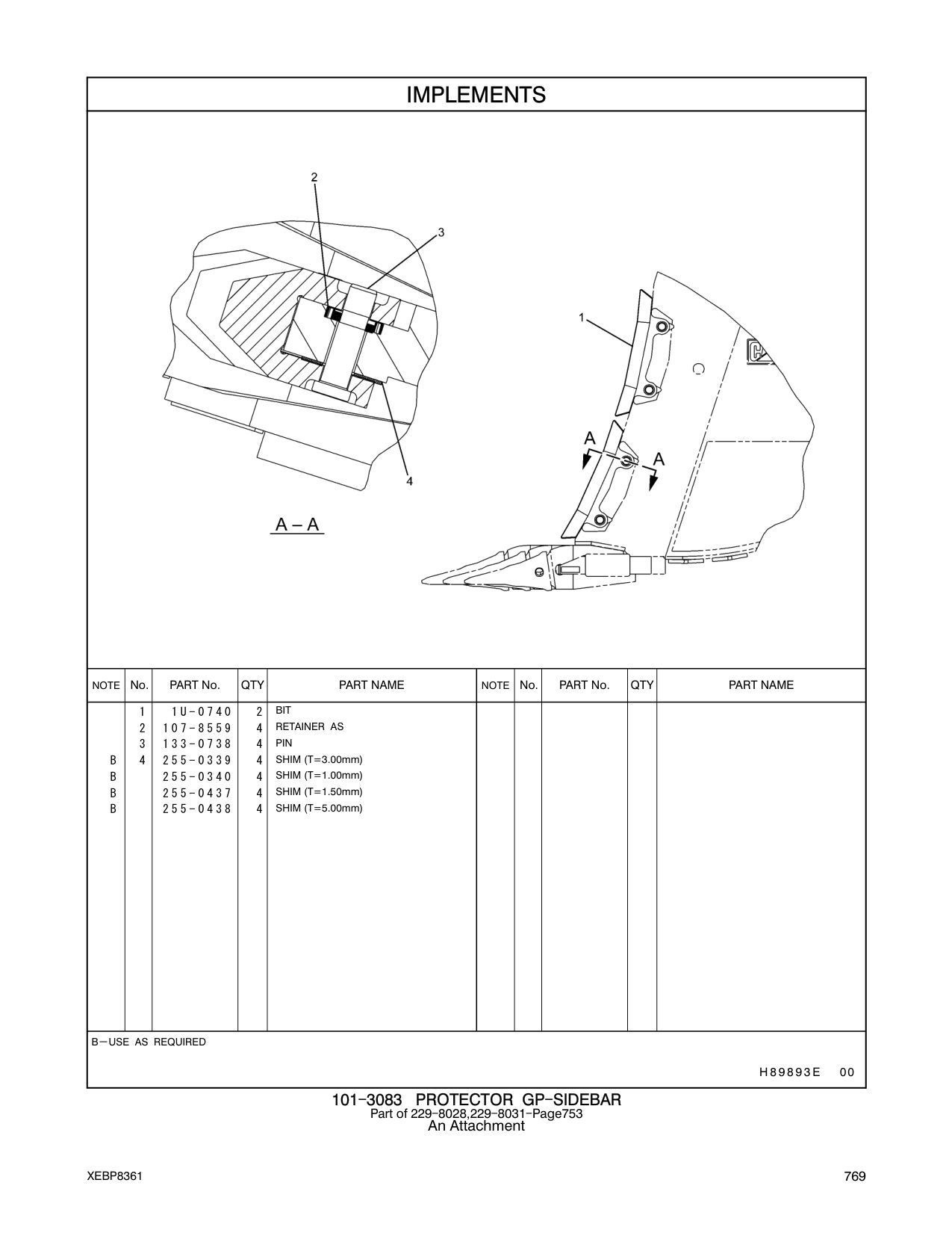 255-0339 SHIM (T=3.00mm) CAT parts manual diagram