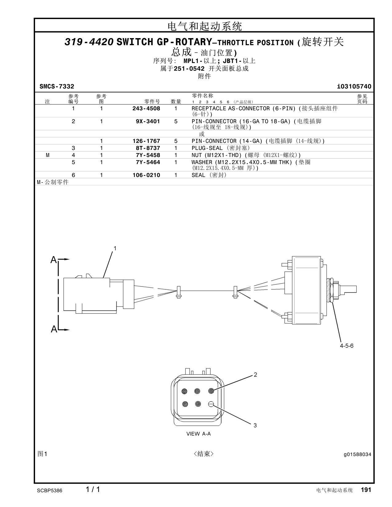 9X-3401 PIN-CONNECTOR (16-GATO18-GA) (电缆插脚 CAT parts manual diagram