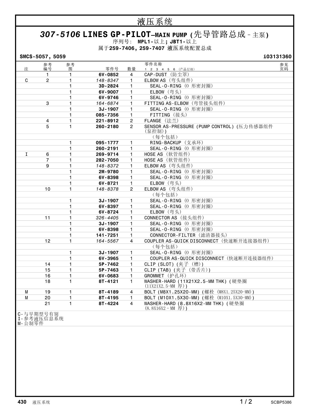 260-2180 SENSORAS-PRESSURE(PUMPCONTROL)( 传感器组件 CAT parts manual diagram