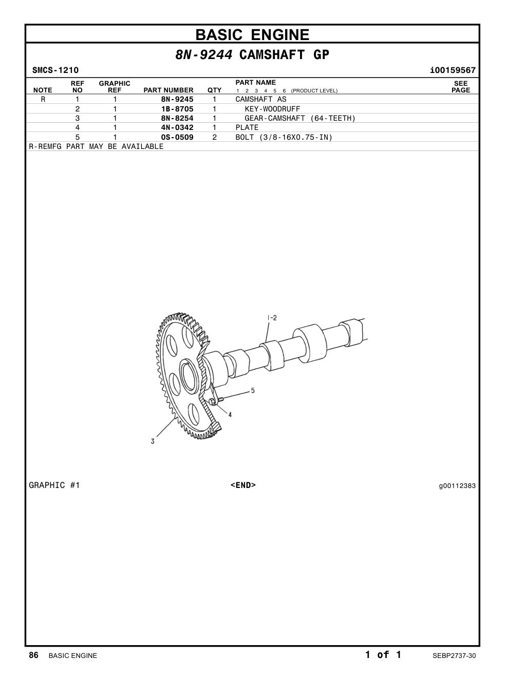8N-8254 GEAR-CAMSHAFT (64-TEETH) CAT parts manual diagram