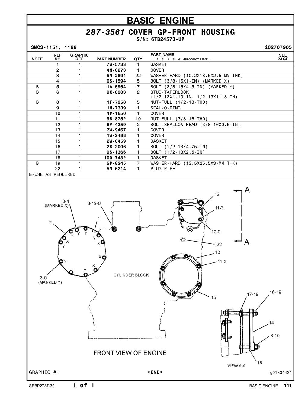9X-8903 STUD-TAPERLOCK · S/N 6TB24573-UP CAT parts manual diagram