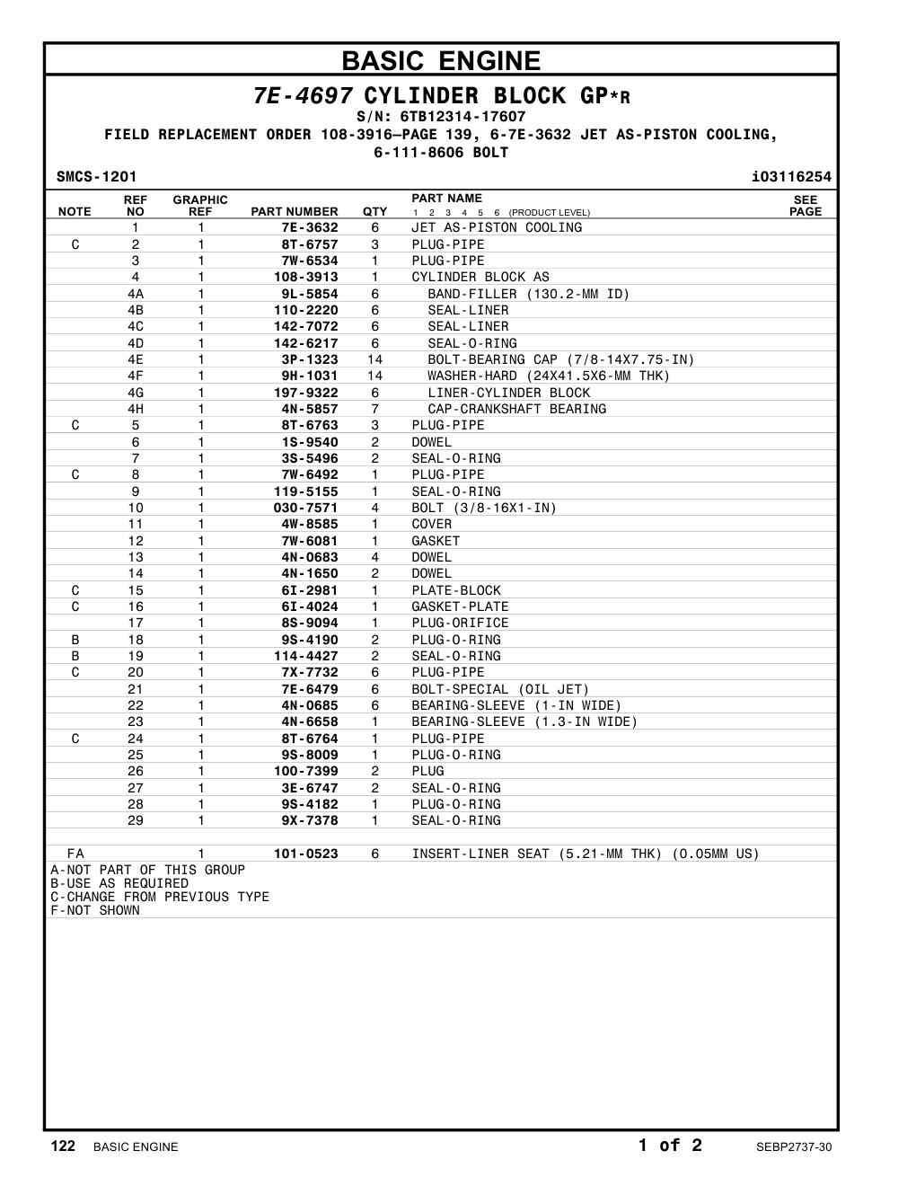 9X-7378 SEAL-O-RING · S/N 6TB12314-17607 CAT parts manual diagram