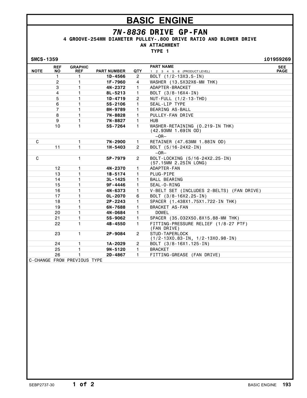 4N-6373 V-BELT SET (INCLUDES 2-BELTS) (FAN DRIVE) CAT parts manual diagram