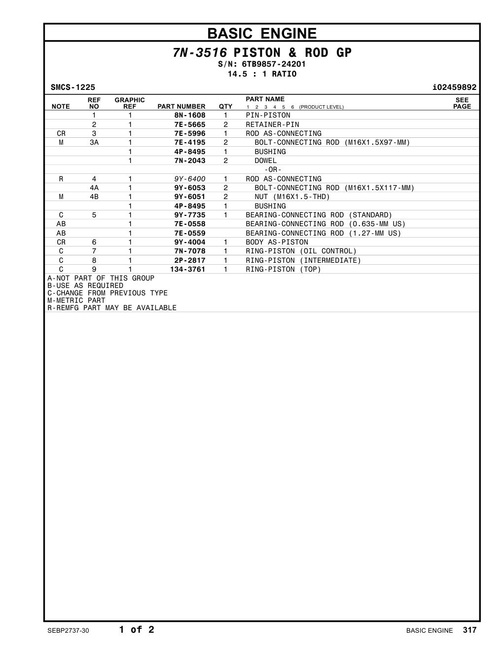 7N-2043 DOWEL · S/N 6TB9857-24201 CAT parts manual diagram