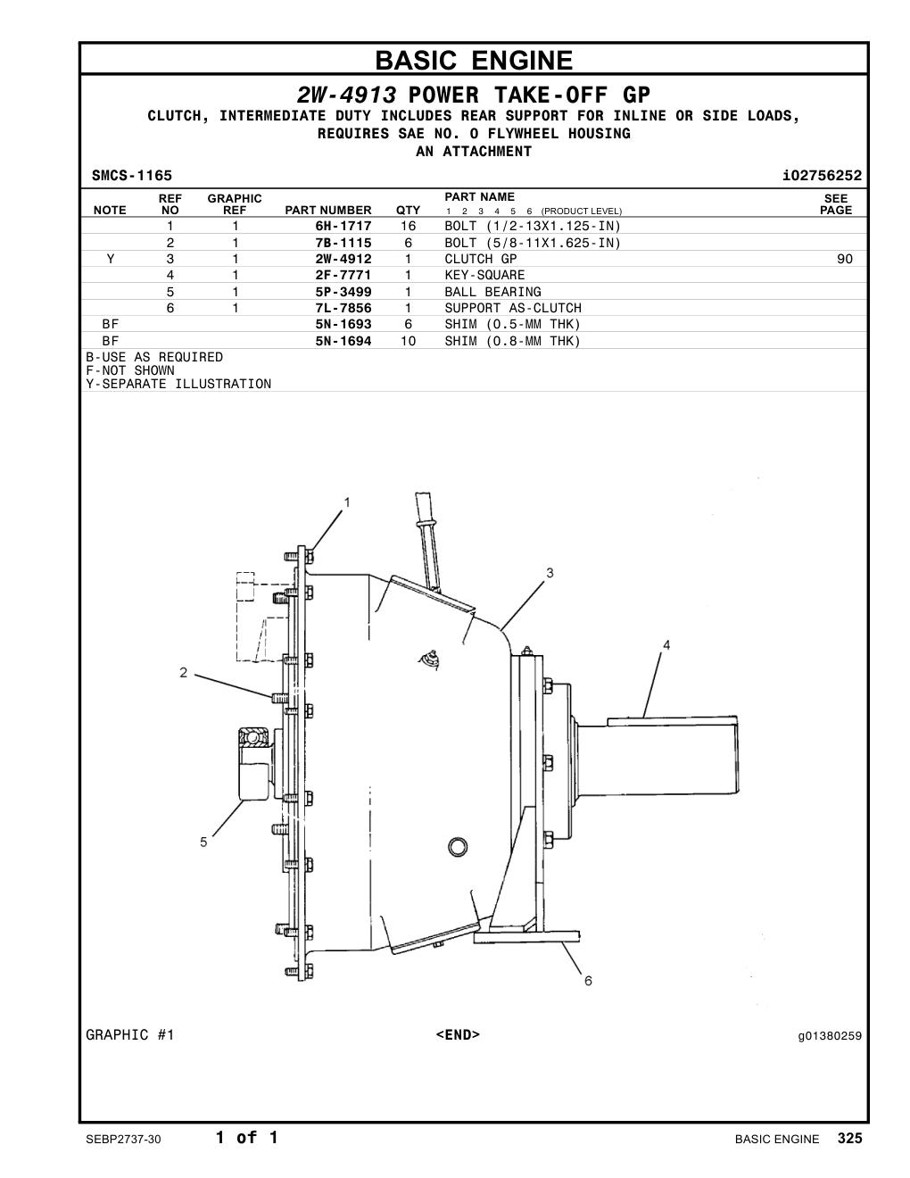 6H-1717 BOLT (1/2-13X1.125-IN) CAT parts manual diagram