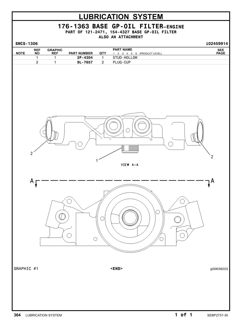 9L-7657 PLUG-CUP CAT parts manual diagram
