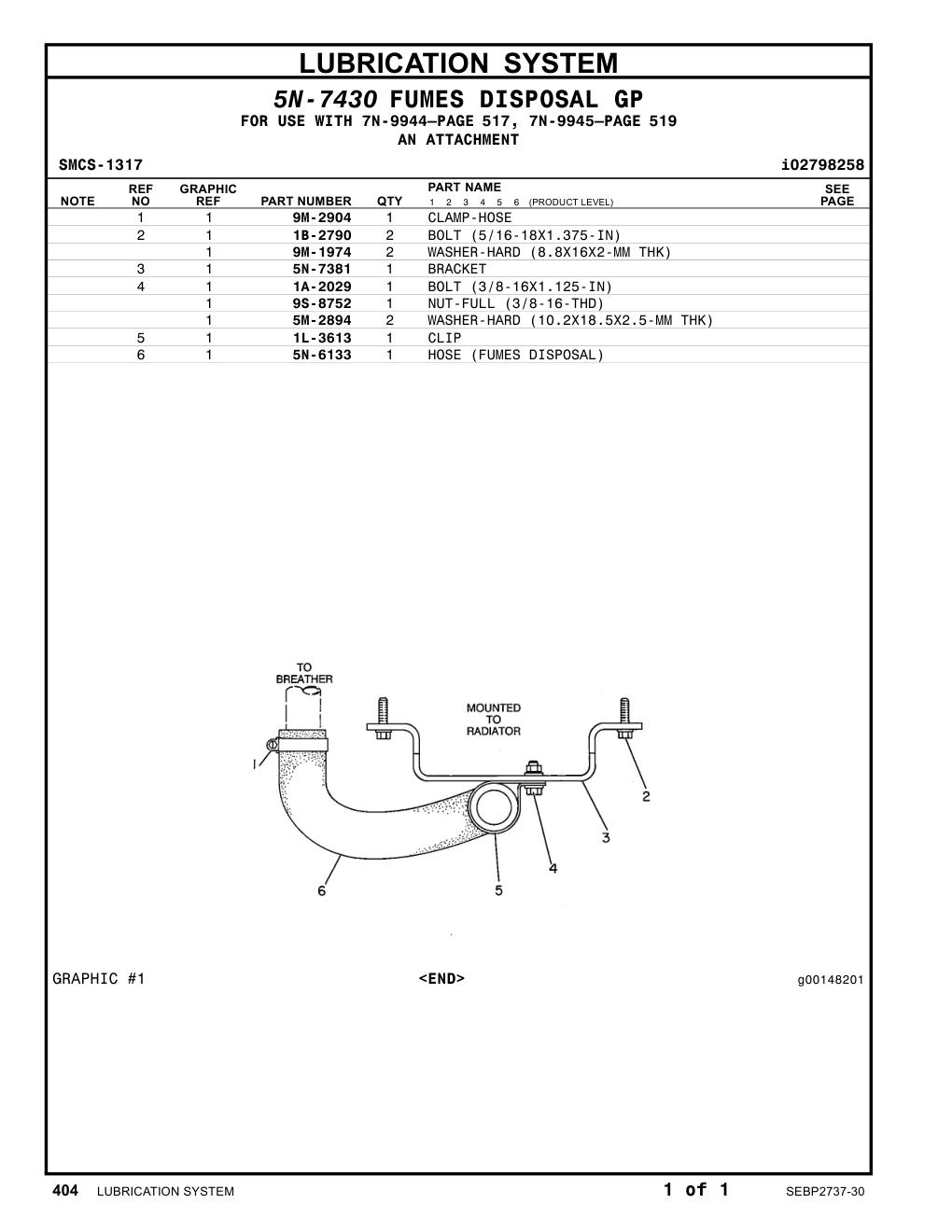 5N-6133 HOSE (FUMES DISPOSAL) CAT parts manual diagram