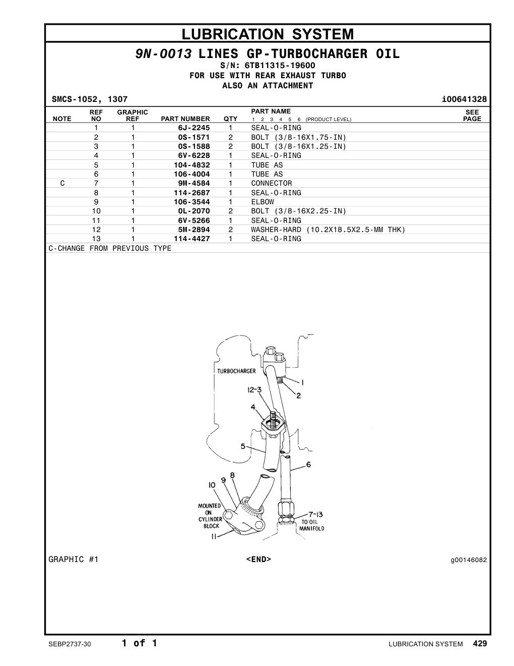 6V-5266 SEAL-O-RING · S/N 6TB11315-19600 CAT parts manual diagram