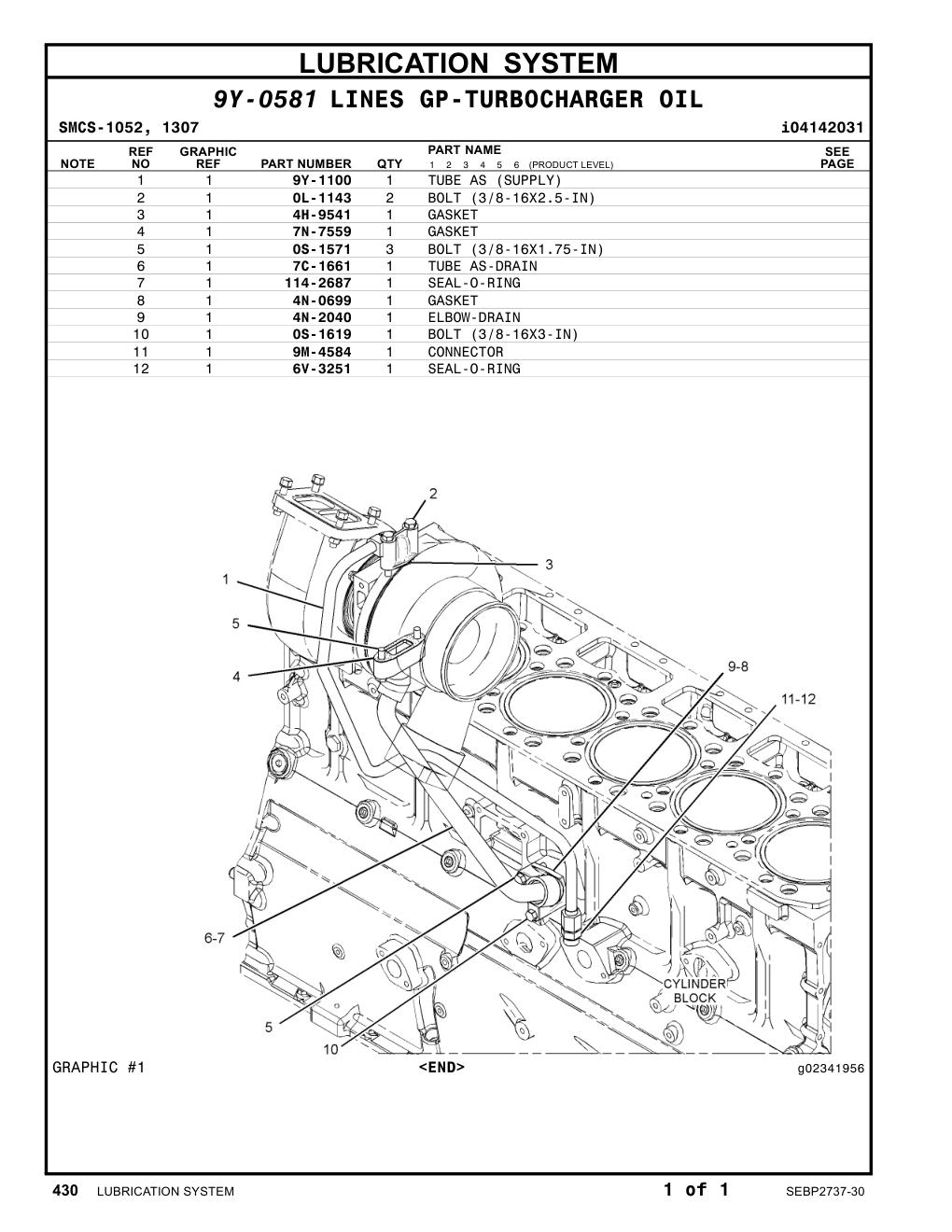 9Y-1100 TUBE AS (SUPPLY) CAT parts manual diagram