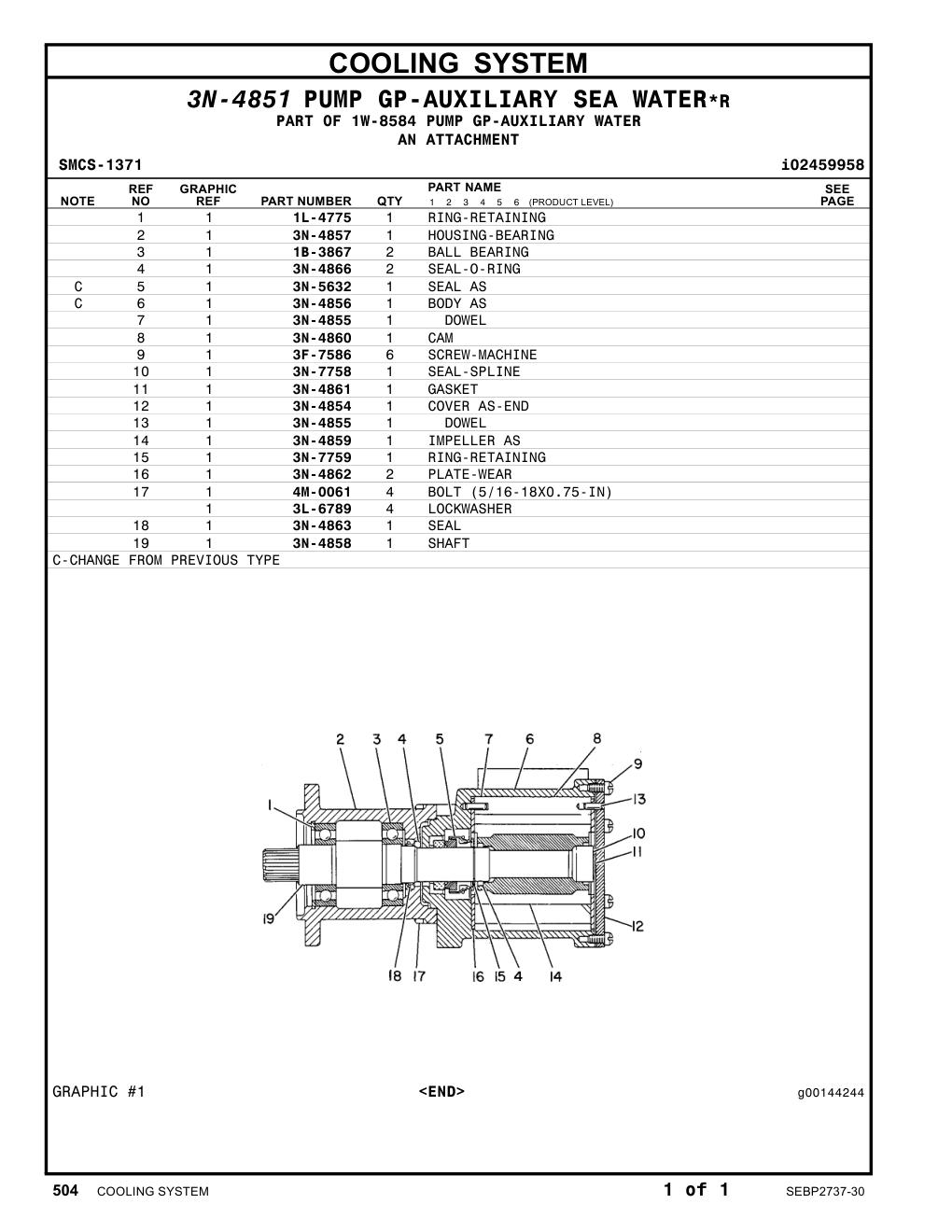 3N-4858 SHAFT CAT parts manual diagram