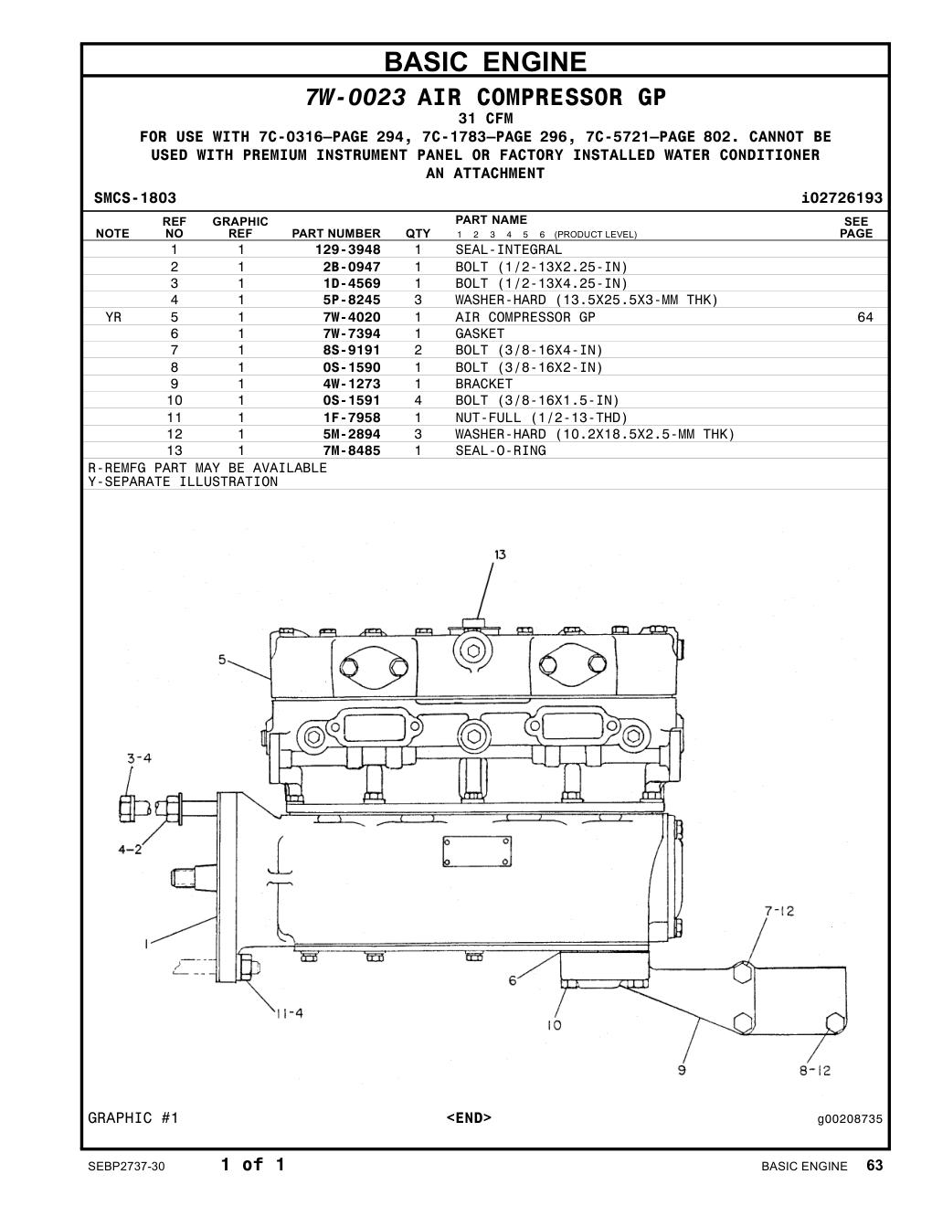 7W-7394 GASKET CAT parts manual diagram