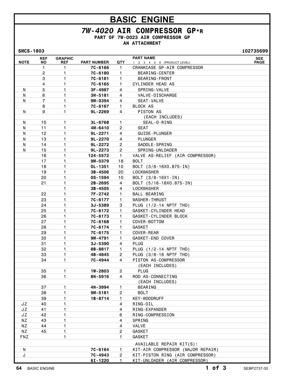 7C-4944 PISTON AS-COMPRESSOR CAT parts manual diagram