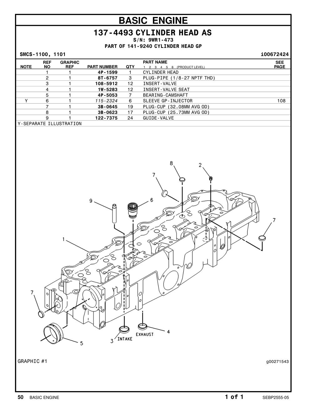 108-5912 INSERT-VALVE · S/N 9WR1-473 CAT parts manual diagram