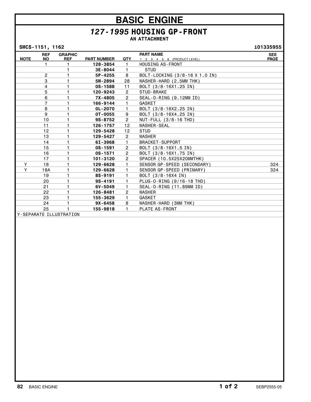 129-6628 SENSOR GP-SPEED (TIMING) CAT parts manual diagram