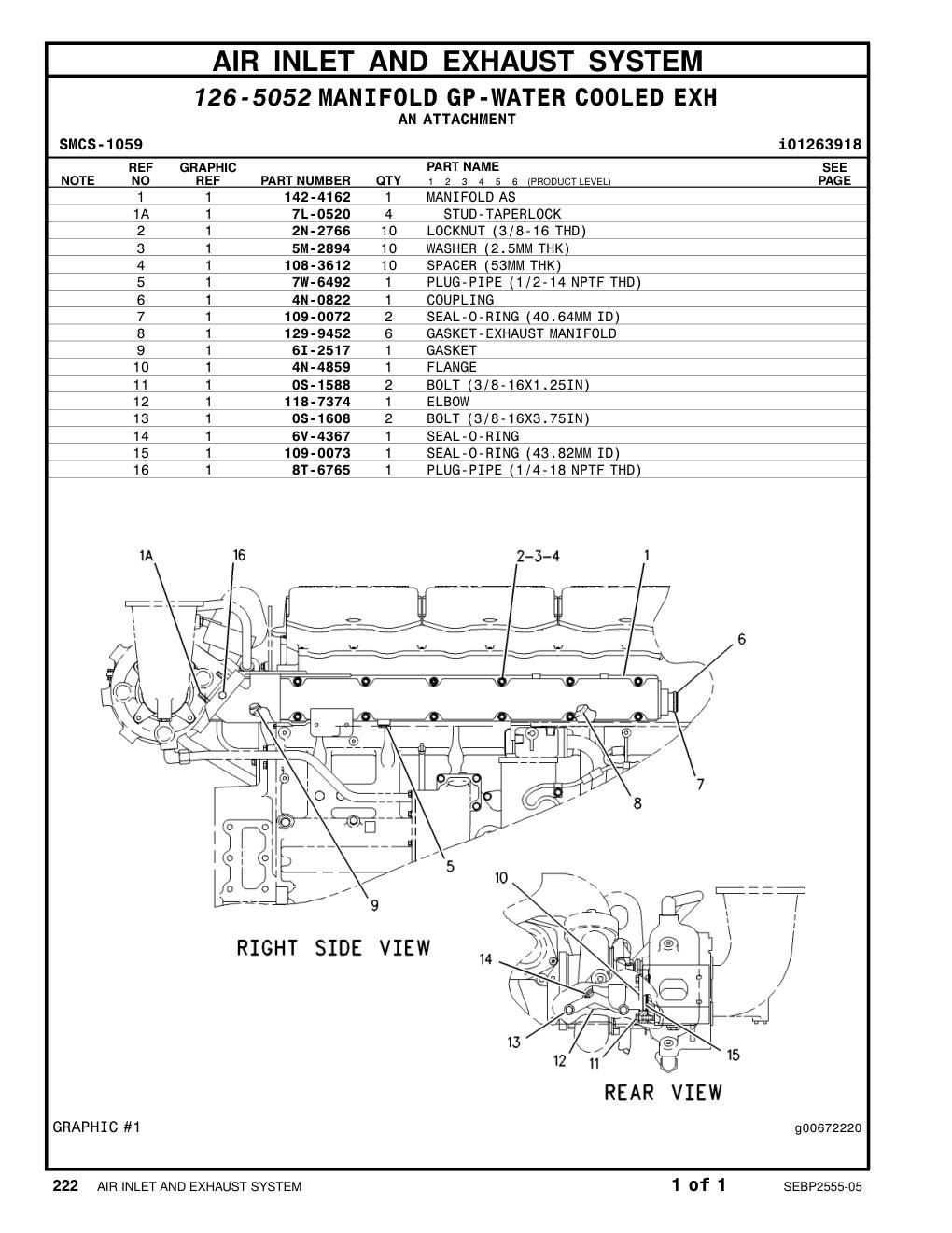 142-4162 MANIFOLD AS CAT parts manual diagram
