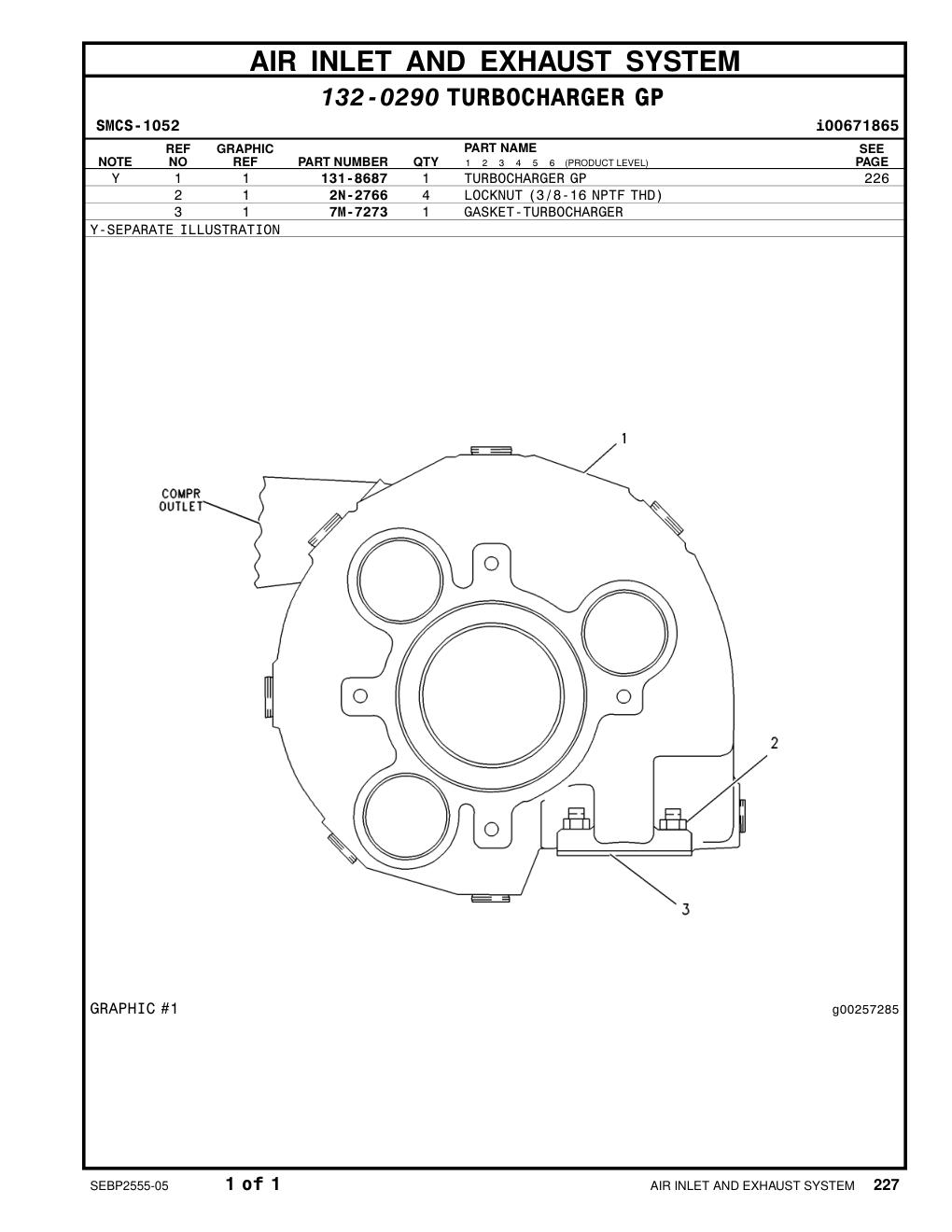 131-8687 TURBOCHARGER GP CAT parts manual diagram