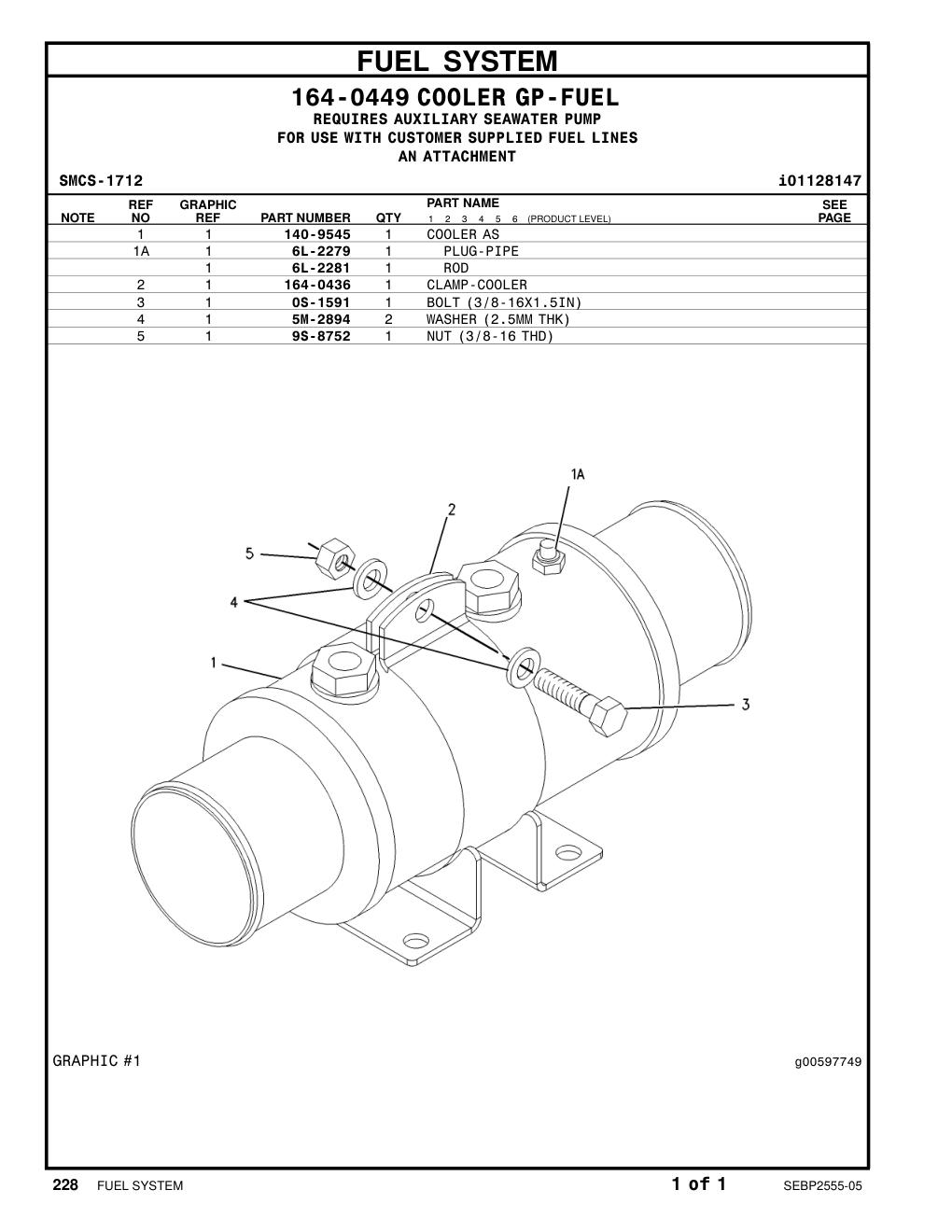 140-9545 COOLER AS CAT parts manual diagram