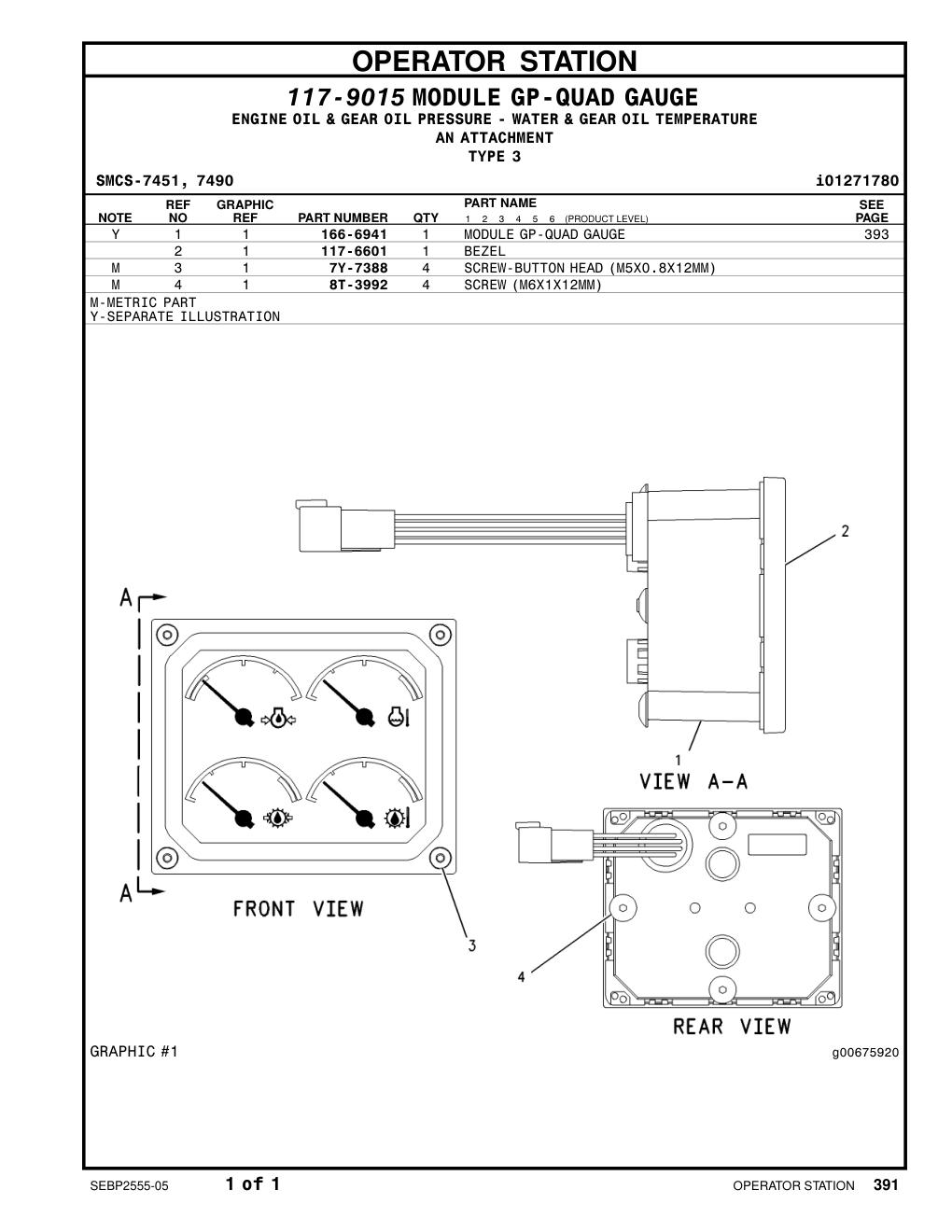 166-6941 MODULE GP-QUAD GAUGE CAT parts manual diagram