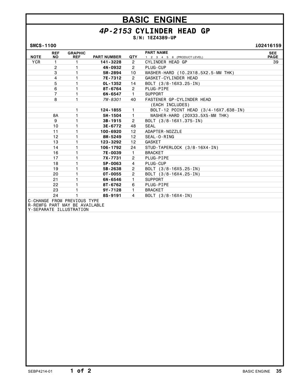 9Y-7128 BRACKET · S/N 1EZ4389-UP CAT parts manual diagram