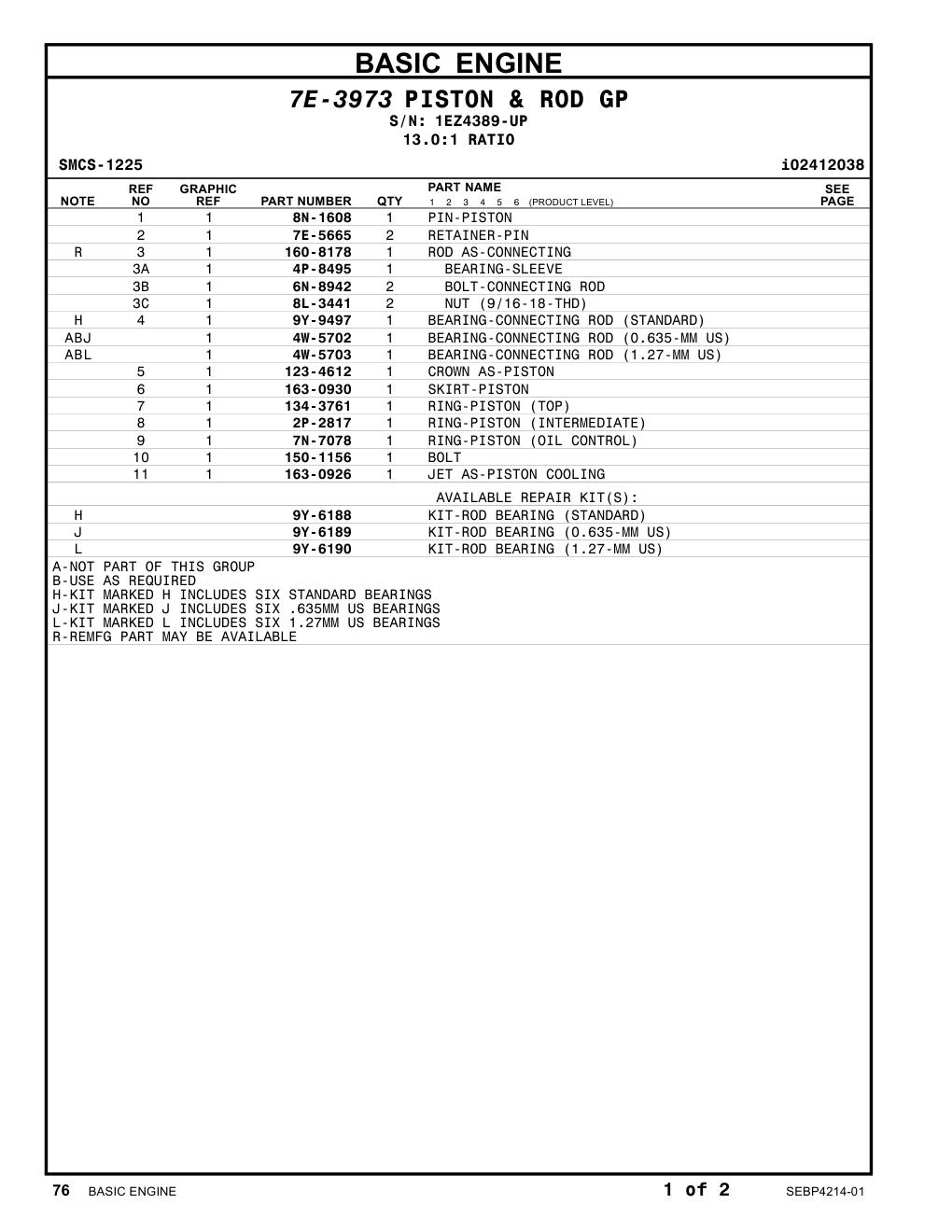 163-0926 JET AS-PISTON COOLING · S/N 1EZ4389-UP CAT parts manual diagram