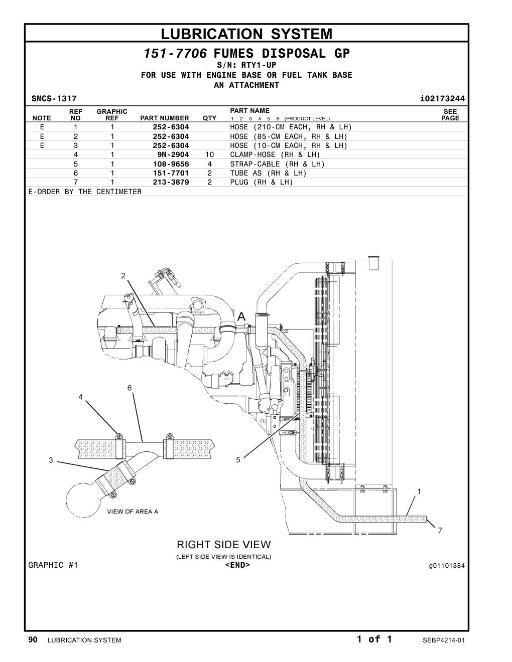 151-7701 TUBE AS · S/N RTY1-UP CAT parts manual diagram