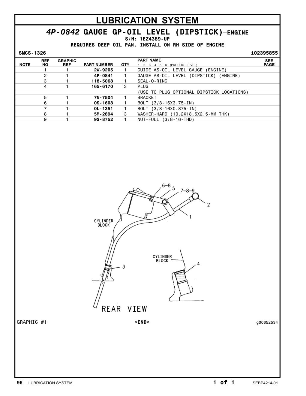 7N-7504 BRACKET · S/N 1EZ4389-UP CAT parts manual diagram