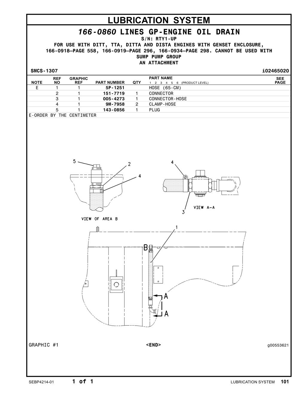005-4273 CONNECTOR-HOSE · S/N RTY1-UP CAT parts manual diagram