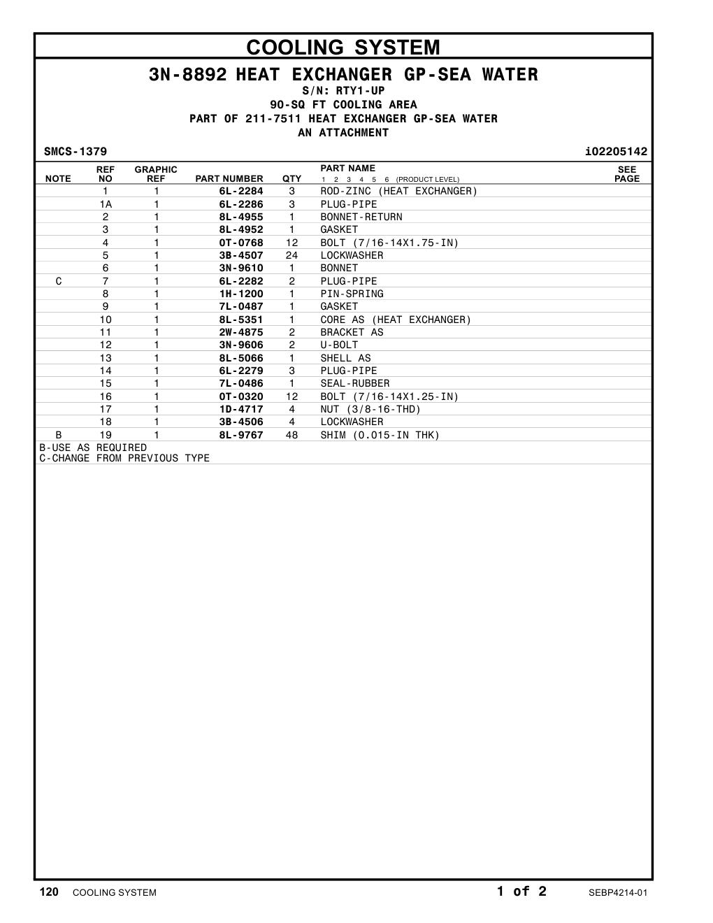 8L-5351 CORE AS · S/N RTY1-UP CAT parts manual diagram
