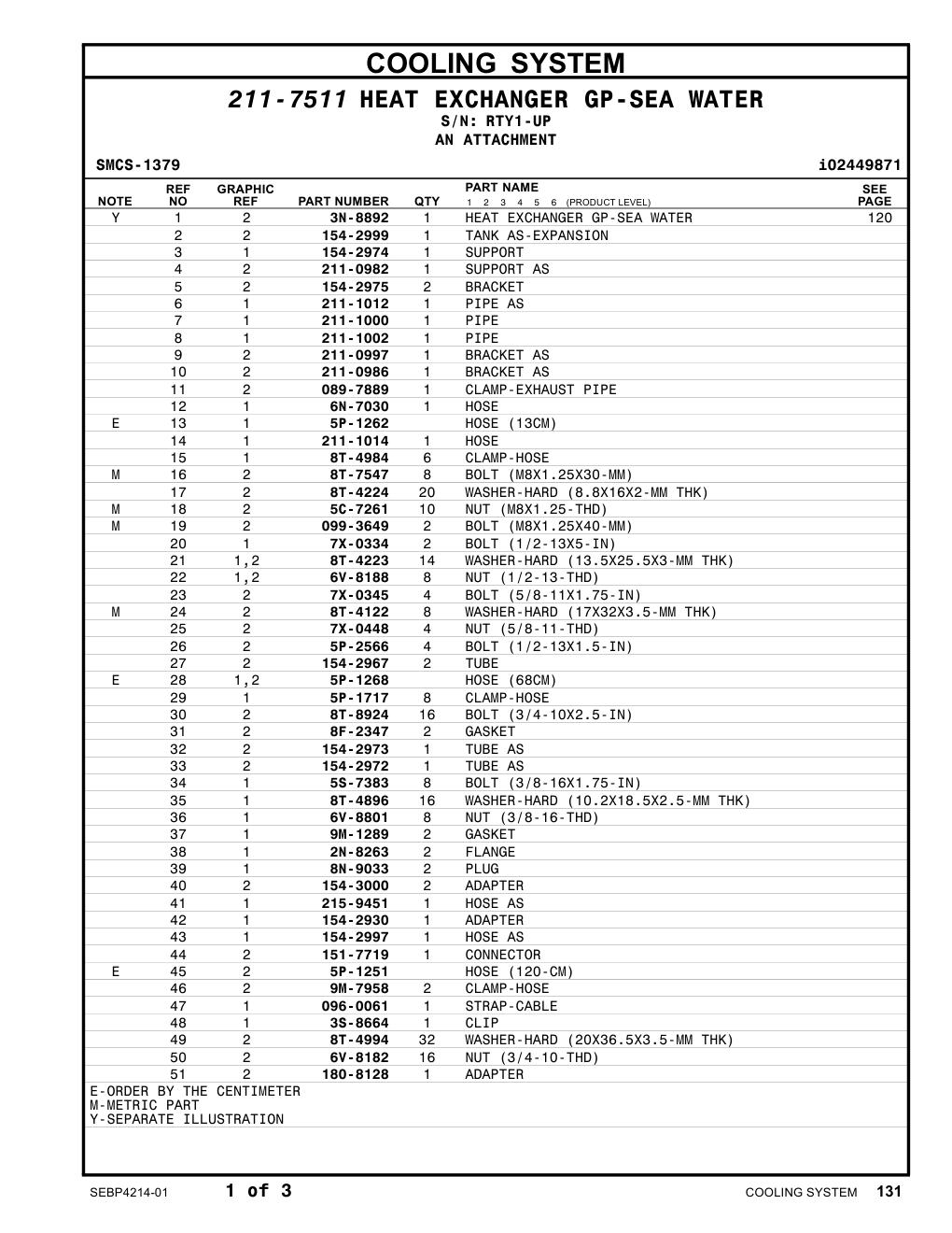 154-2973 TUBE AS · S/N RTY1-UP CAT parts manual diagram
