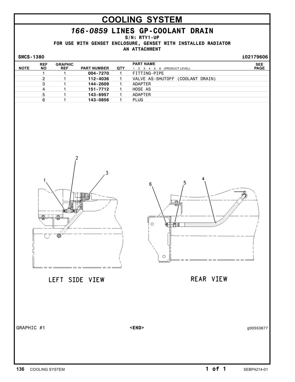 112-4036 VALVE AS-SHUTOFF (RADIATOR DRAIN) · S/N RTY1-UP CAT parts manual diagram