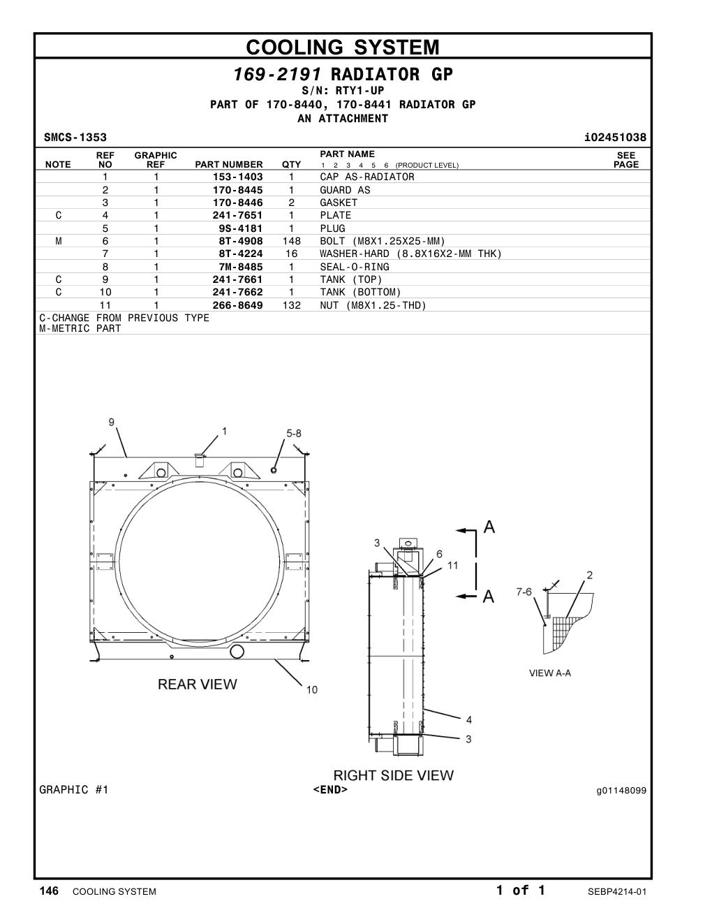 266-8649 NUT (M8X1.25-THD) · S/N RTY1-UP CAT parts manual diagram