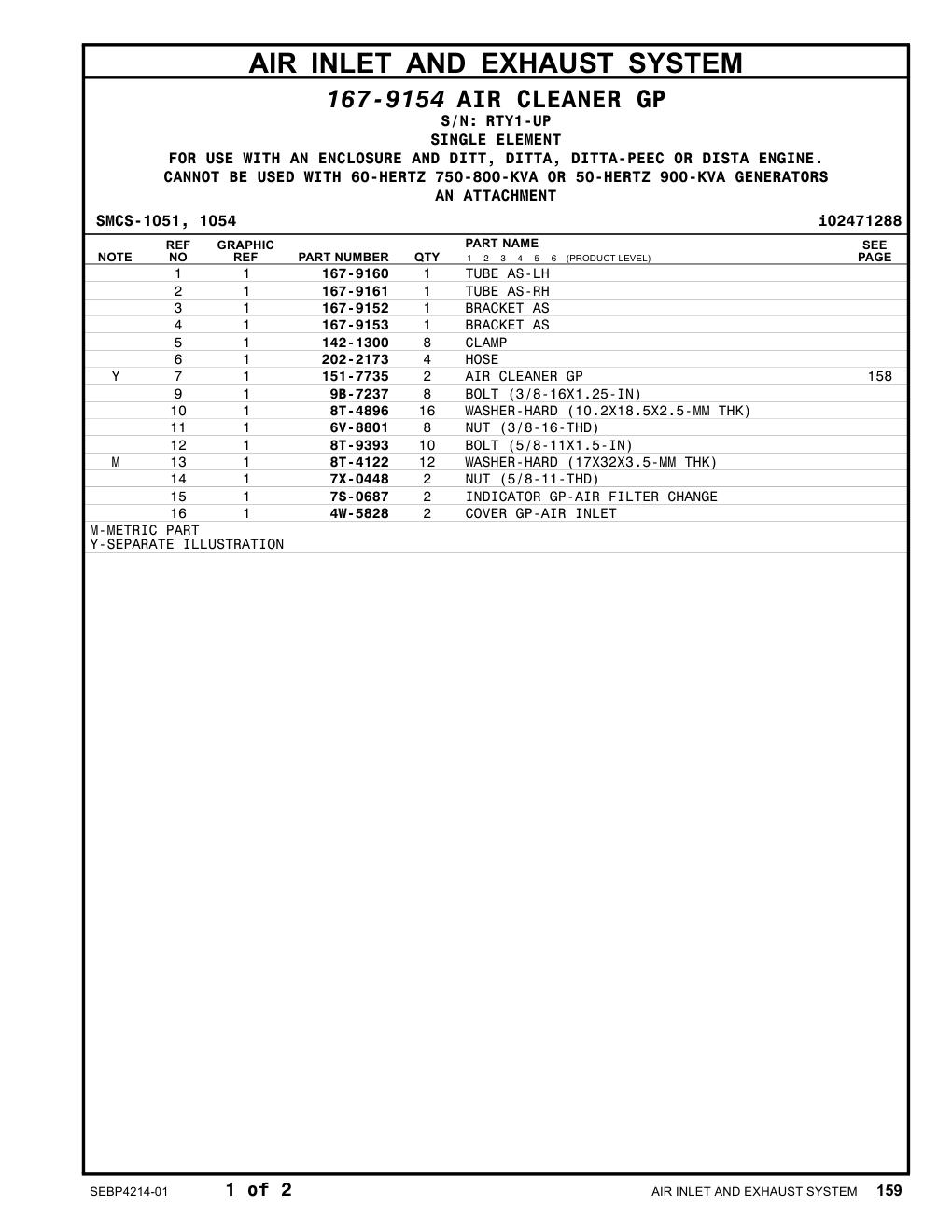 142-1300 CLAMP · S/N RTY1-UP CAT parts manual diagram