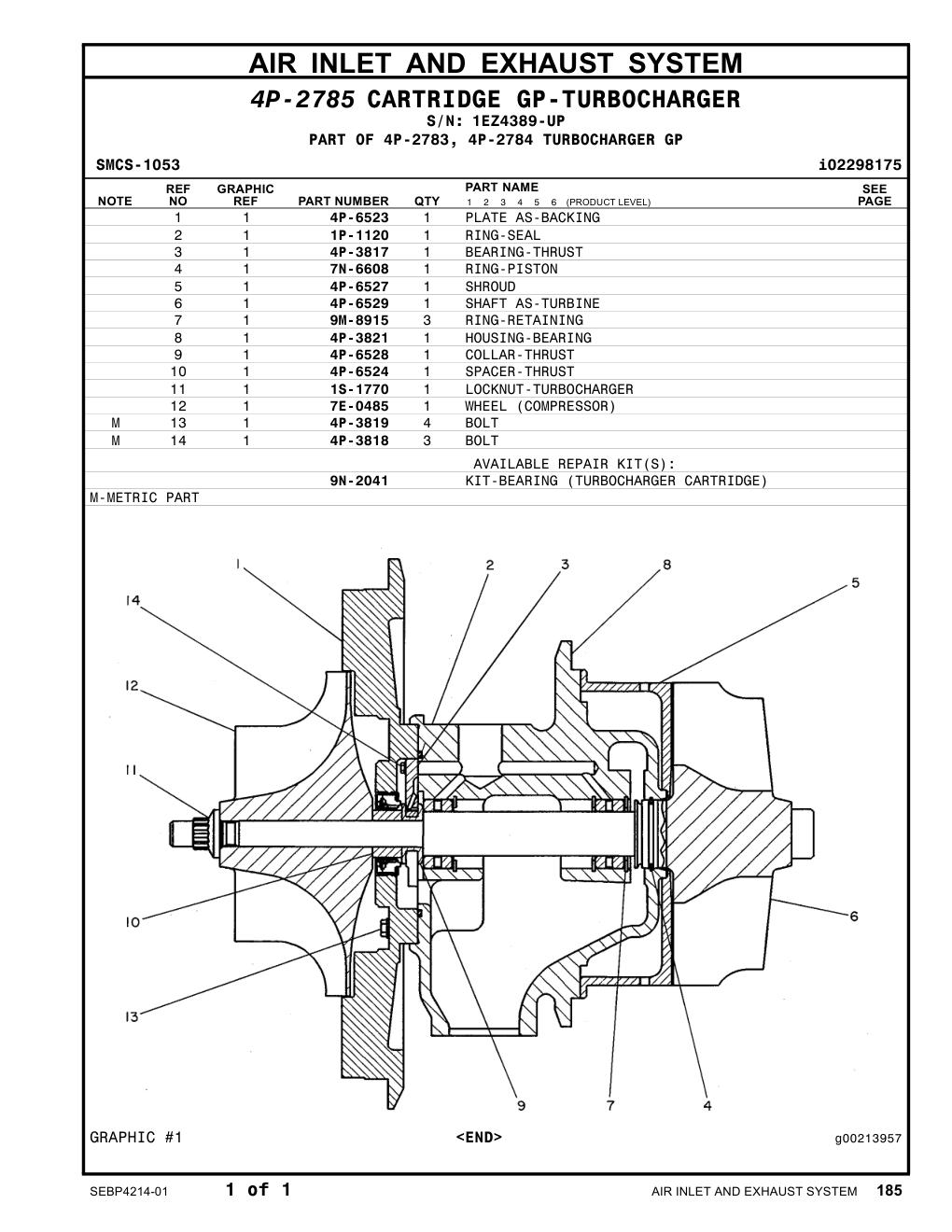 4P-6524 SPACER-THRUST · S/N 1EZ4389-UP CAT parts manual diagram